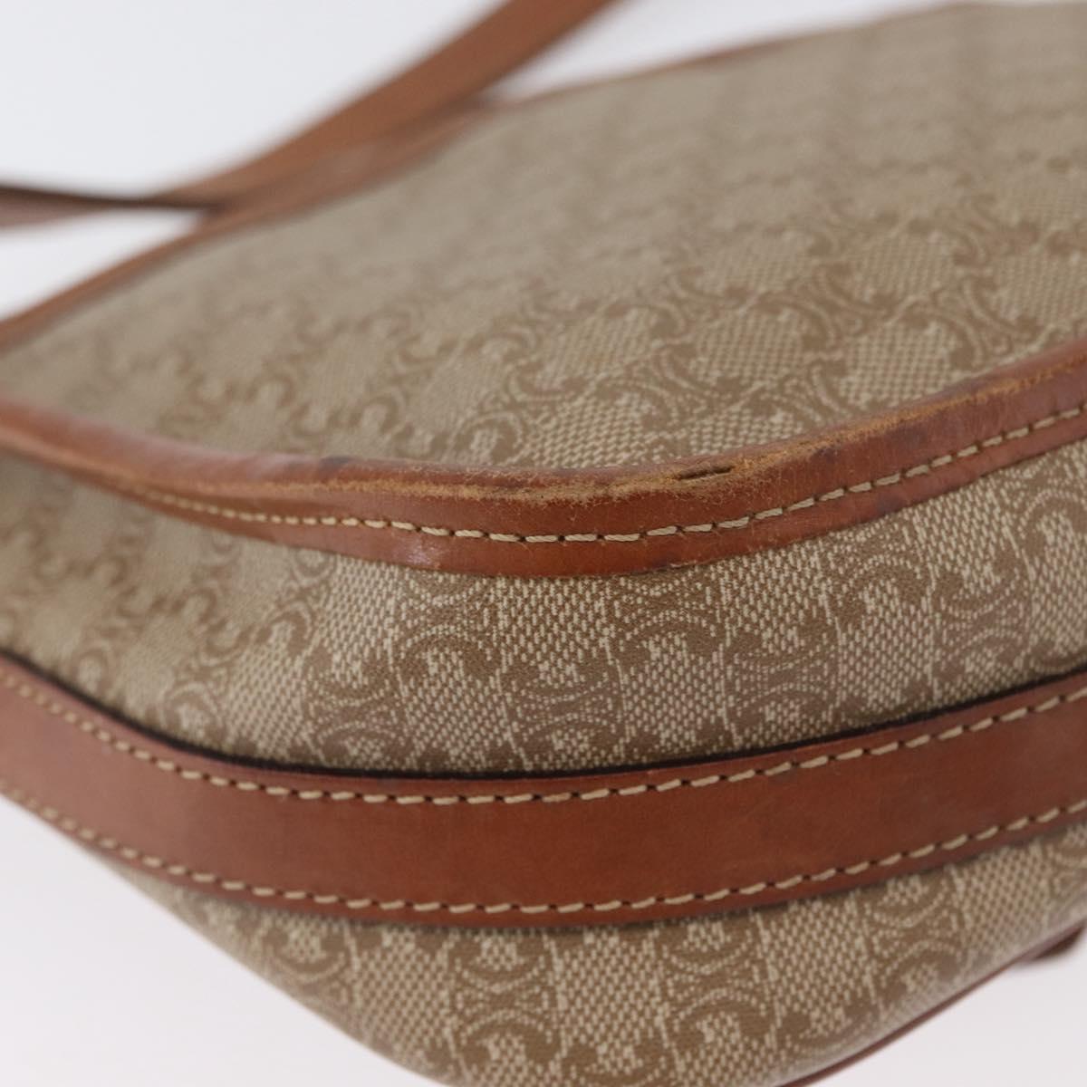 CELINE Macadam Canvas Shoulder Bag PVC Beige Gold Auth LNZ981