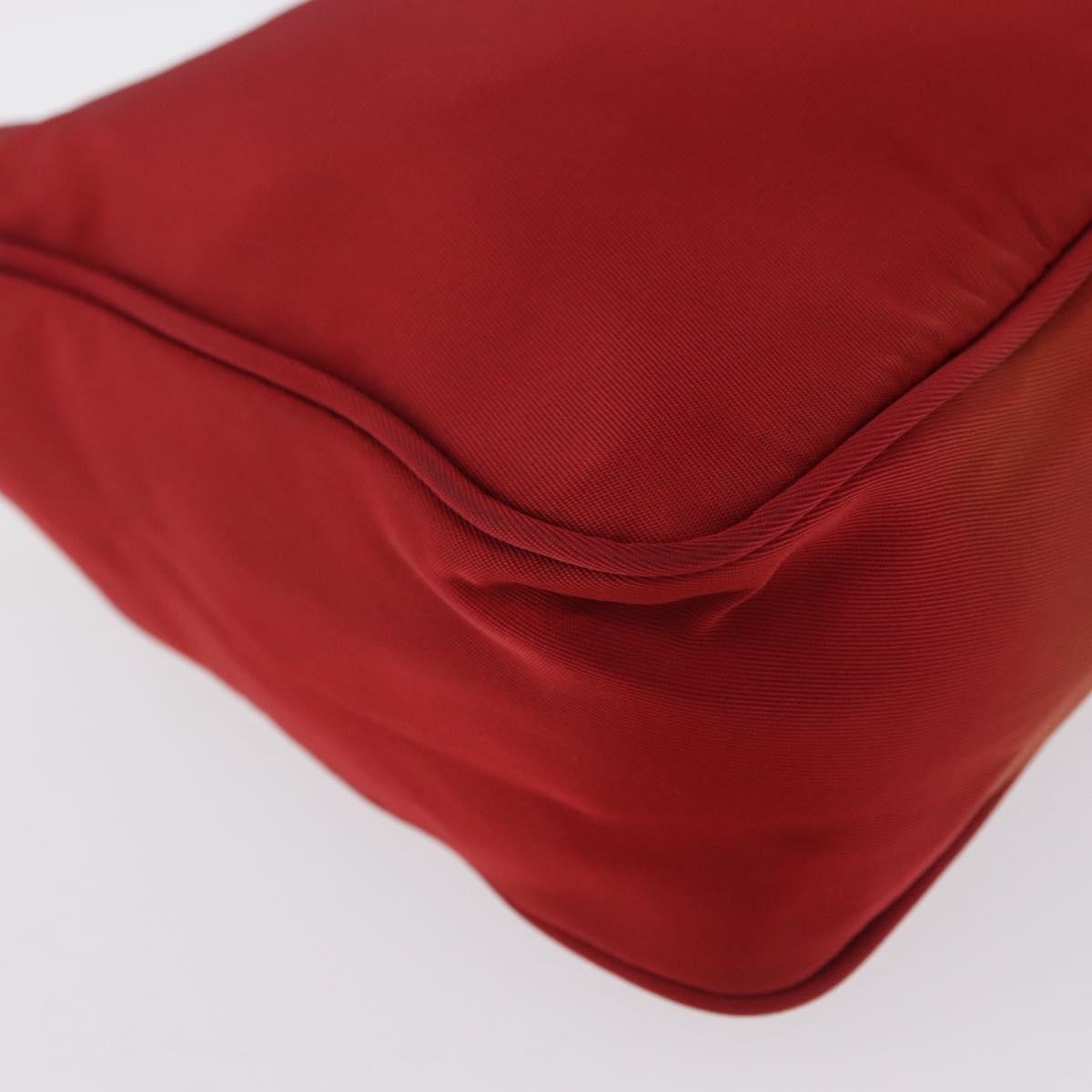 PRADA Hand Bag Nylon Red Silver Auth LNZ983