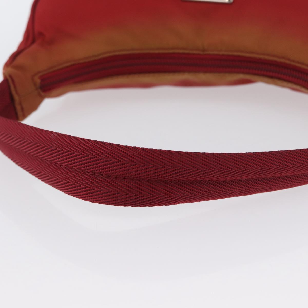 PRADA Hand Bag Nylon Red Silver Auth LNZ983