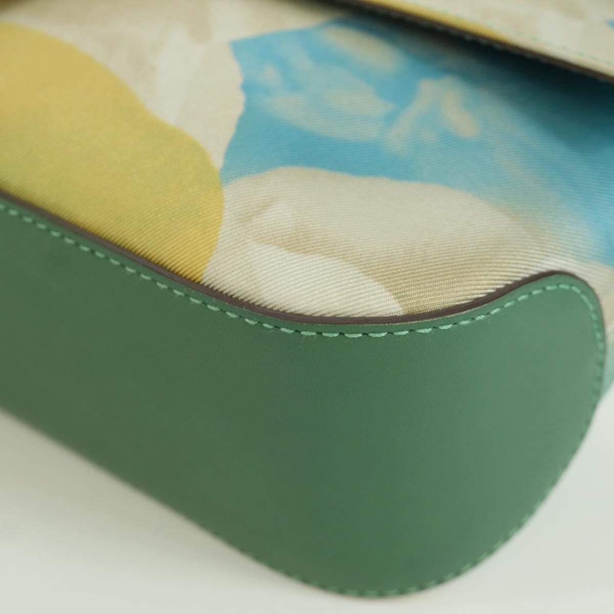 Salvatore Ferragamo Gancini Shoulder Bag Leather Green Gold Auth LNZ984A