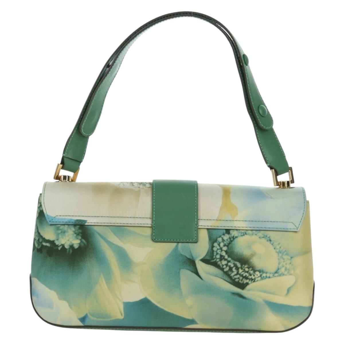 Salvatore Ferragamo Gancini Shoulder Bag Leather Green Gold Auth LNZ984A