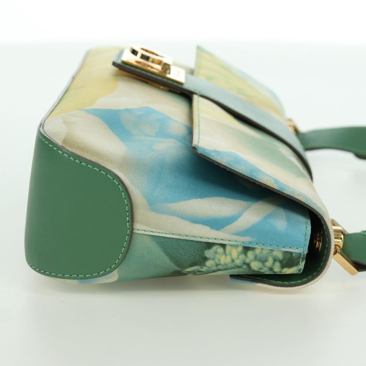 Salvatore Ferragamo Gancini Shoulder Bag Leather Green Gold Auth LNZ984A