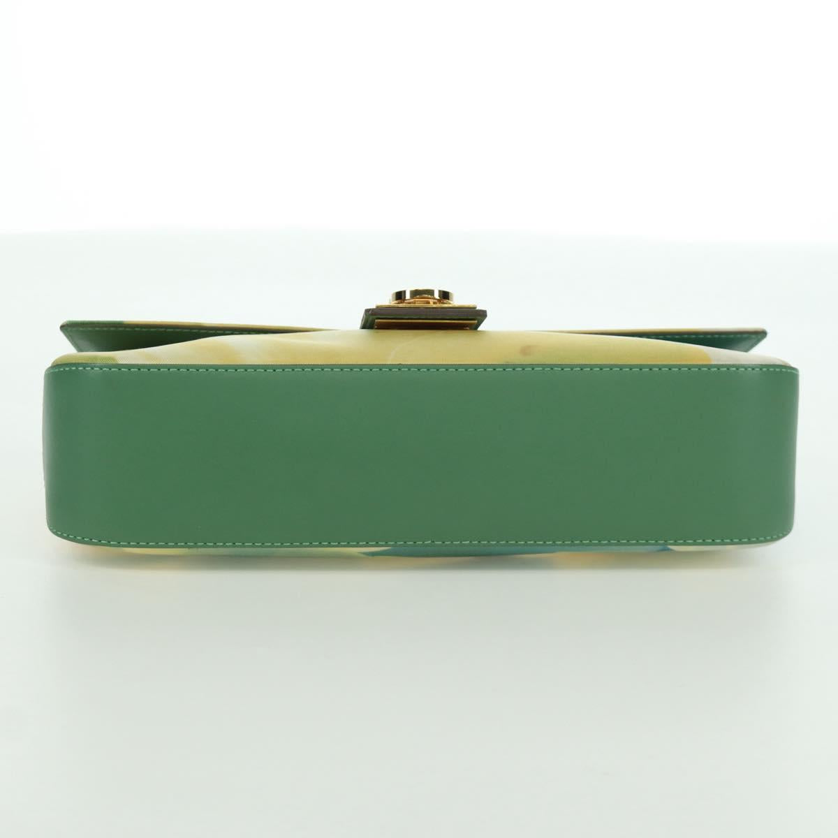 Salvatore Ferragamo Gancini Shoulder Bag Leather Green Gold Auth LNZ984A