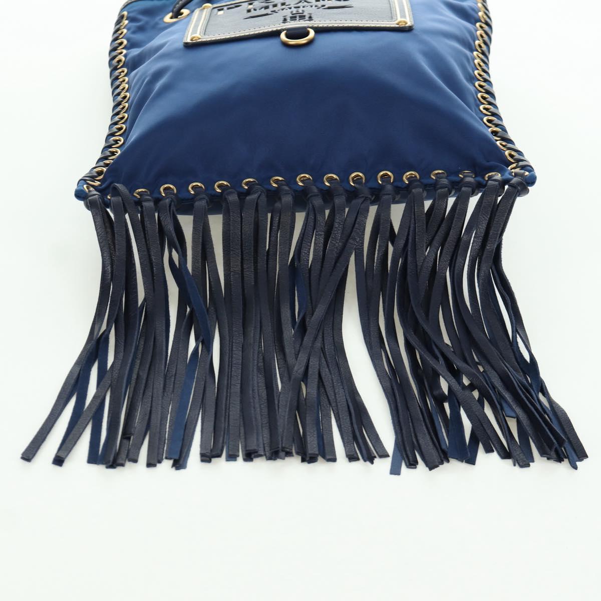 PRADA Shoulder Bag Nylon Navy Gold Auth LNZ987A