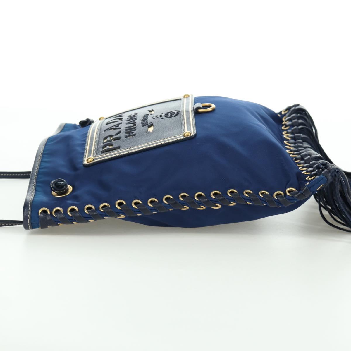 PRADA Shoulder Bag Nylon Navy Gold Auth LNZ987A