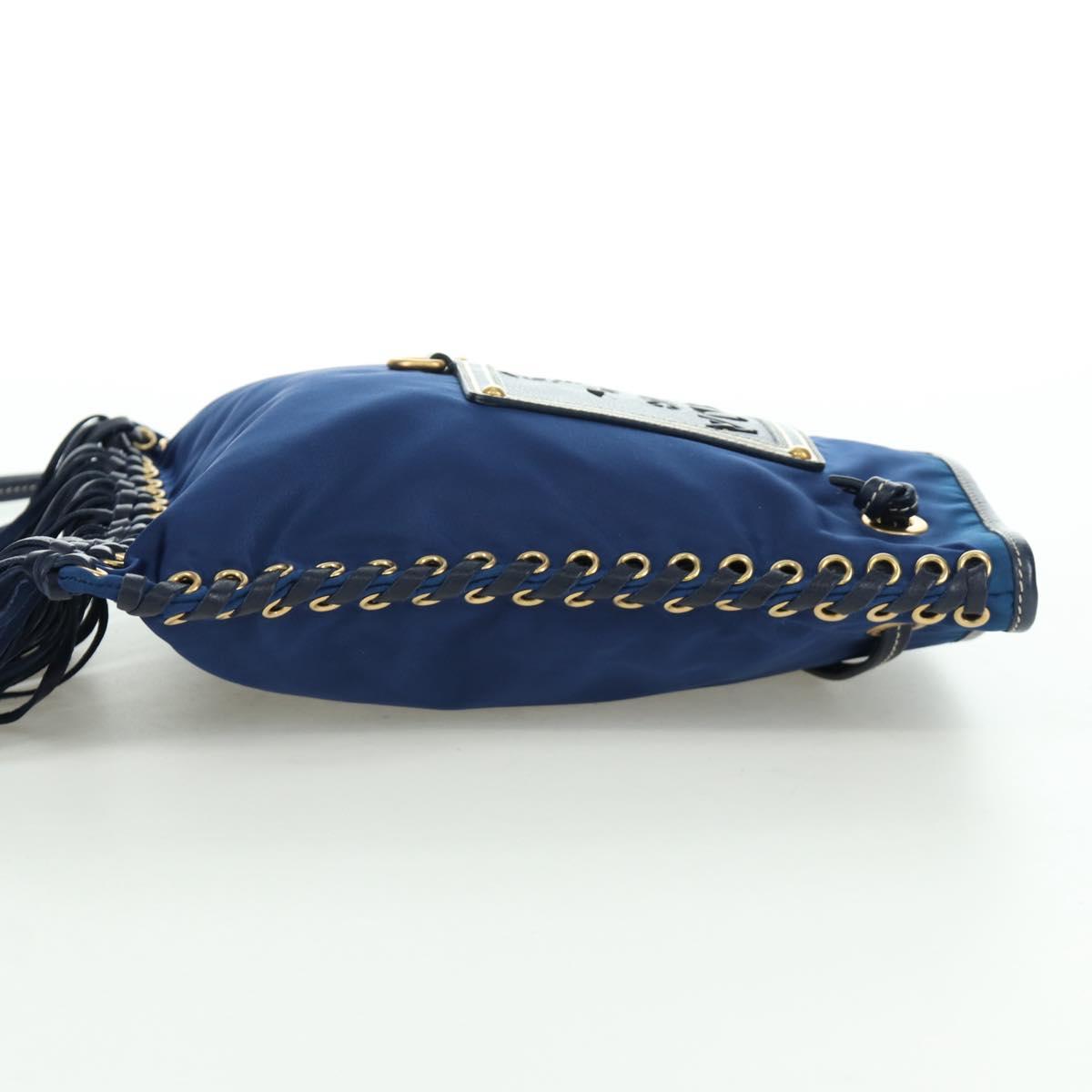 PRADA Shoulder Bag Nylon Navy Gold Auth LNZ987A