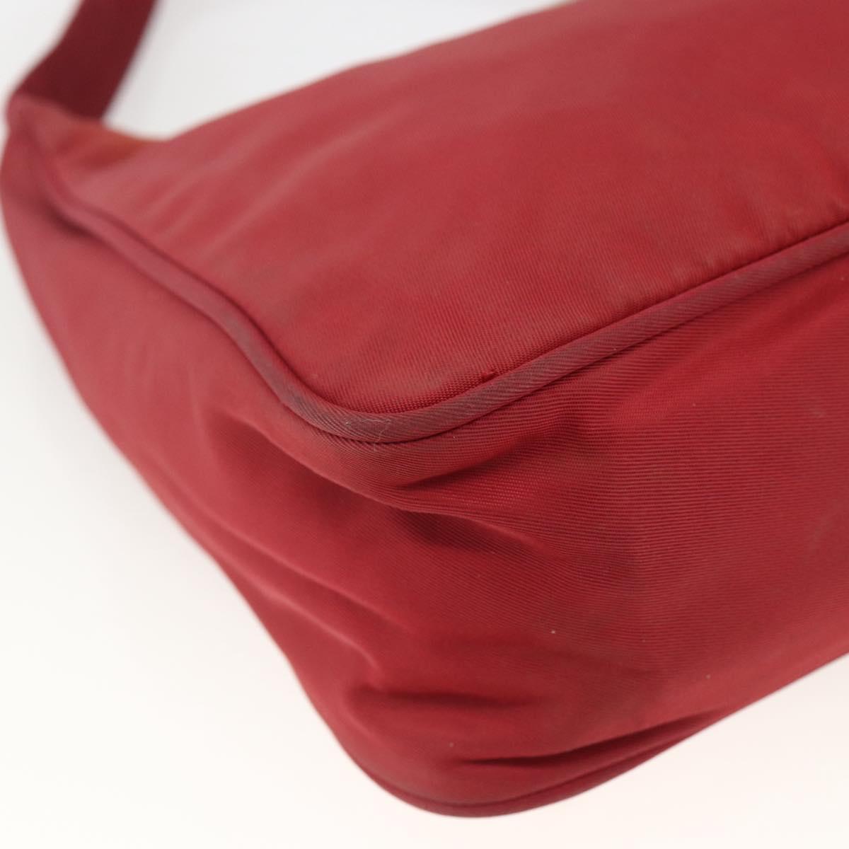 PRADA Hand Bag Nylon Red Silver Auth LNZ991