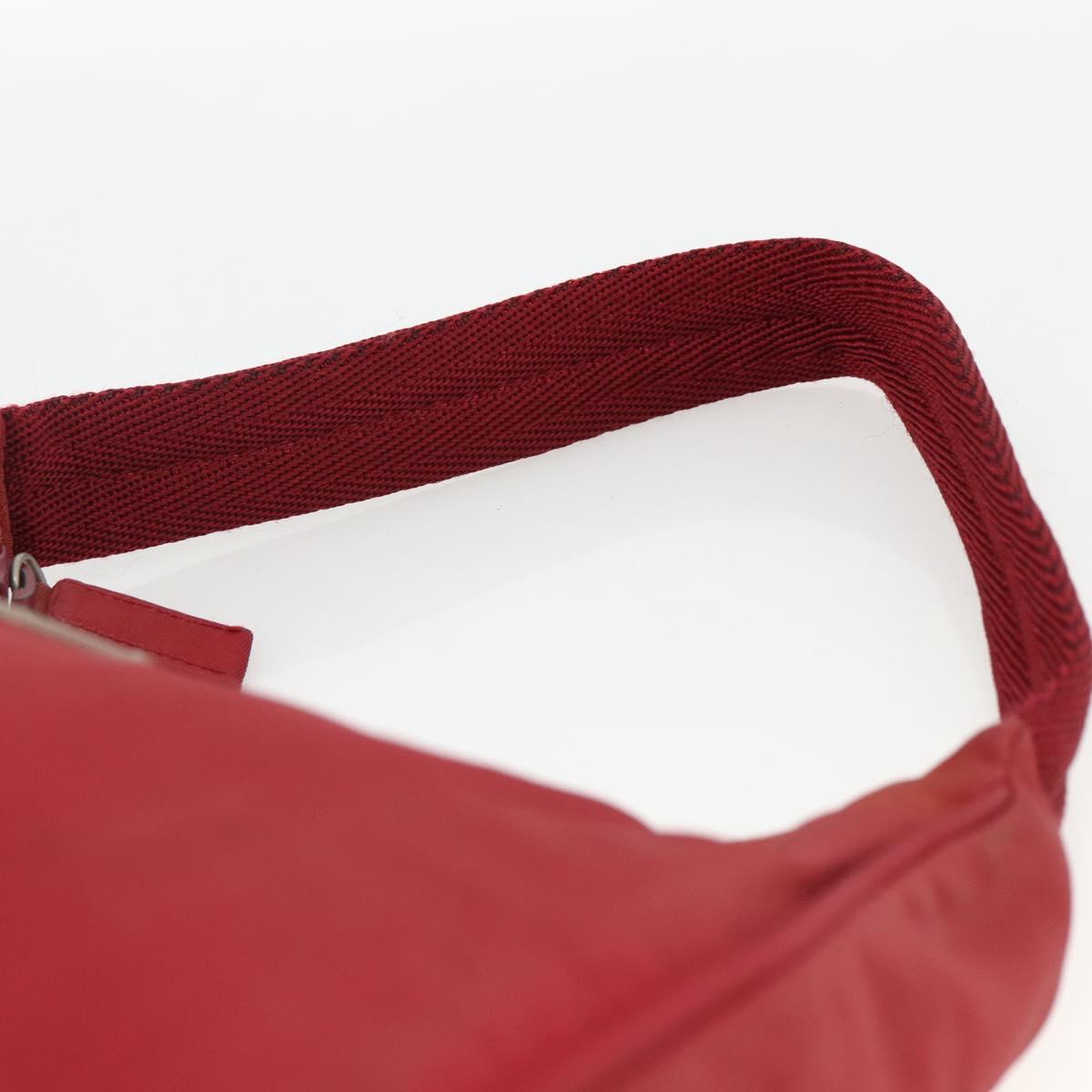 PRADA Hand Bag Nylon Red Silver Auth LNZ991