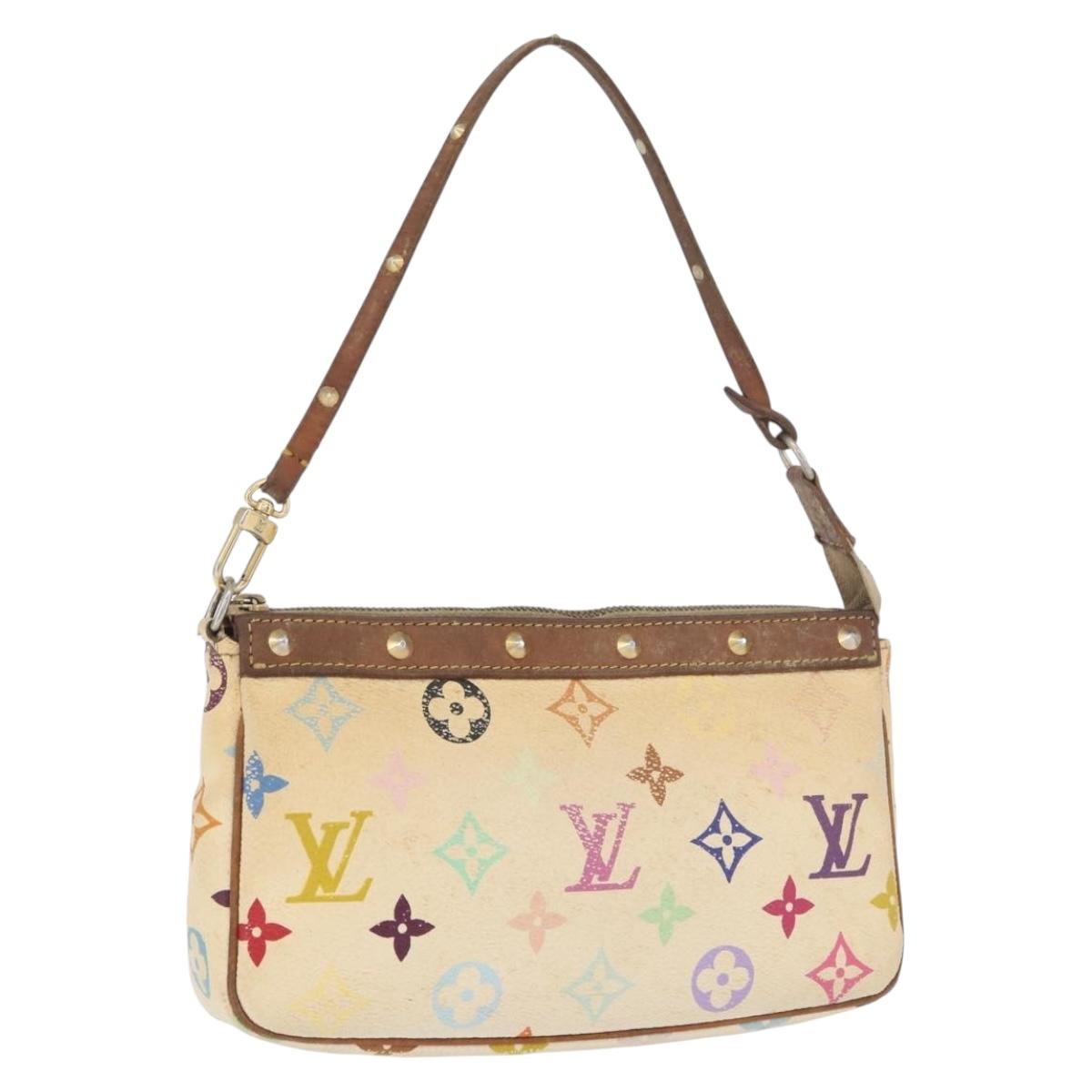 LOUIS VUITTON Multicolor Pochette Accessoires Pouch White M92649 Auth LNZ992