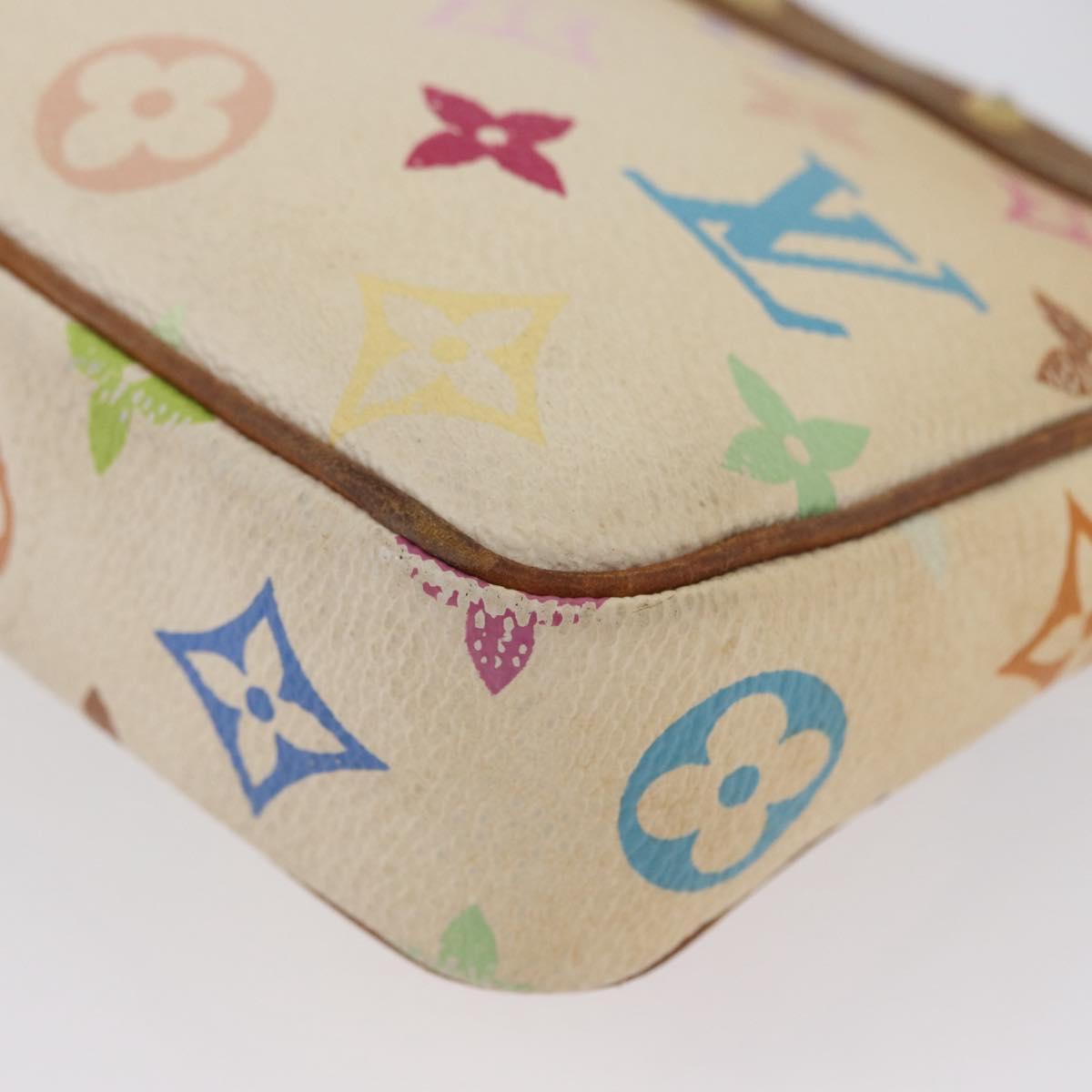 LOUIS VUITTON Multicolor Pochette Accessoires Pouch White M92649 Auth LNZ992