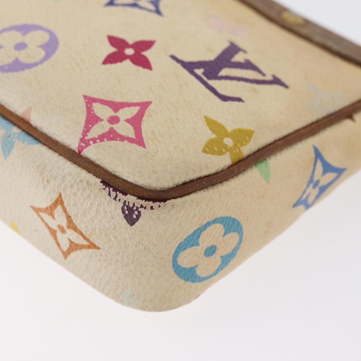 LOUIS VUITTON Multicolor Pochette Accessoires Pouch White M92649 Auth LNZ992