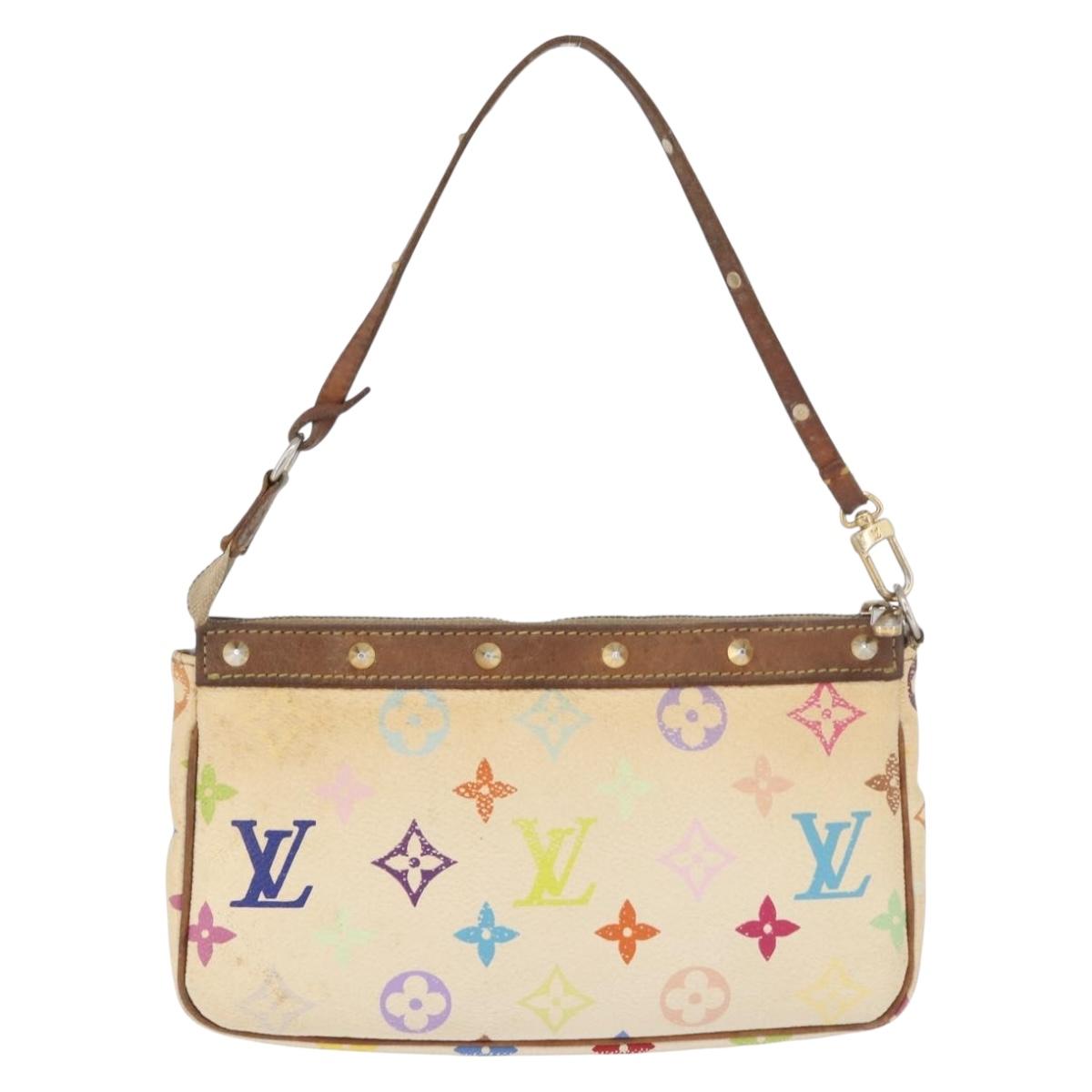 LOUIS VUITTON Multicolor Pochette Accessoires Pouch White M92649 Auth LNZ992