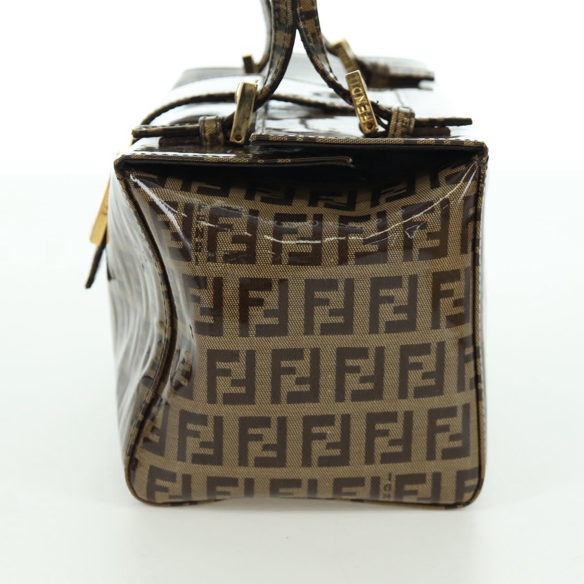 FENDI Zucchino Canvas Mamma Baguette Shoulder Bag Brown Gold Auth LNZ993A