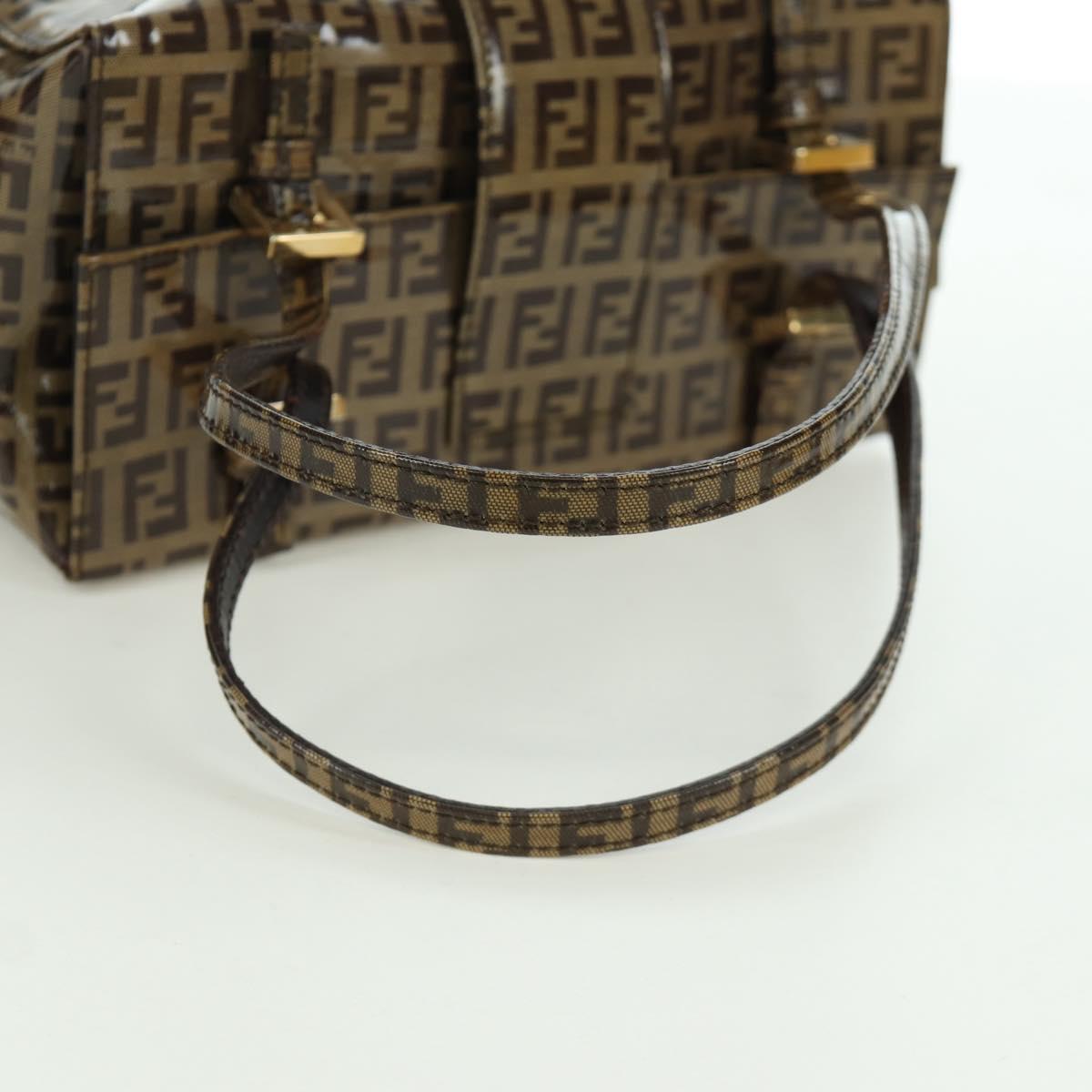 FENDI Zucchino Canvas Mamma Baguette Shoulder Bag Brown Gold Auth LNZ993A