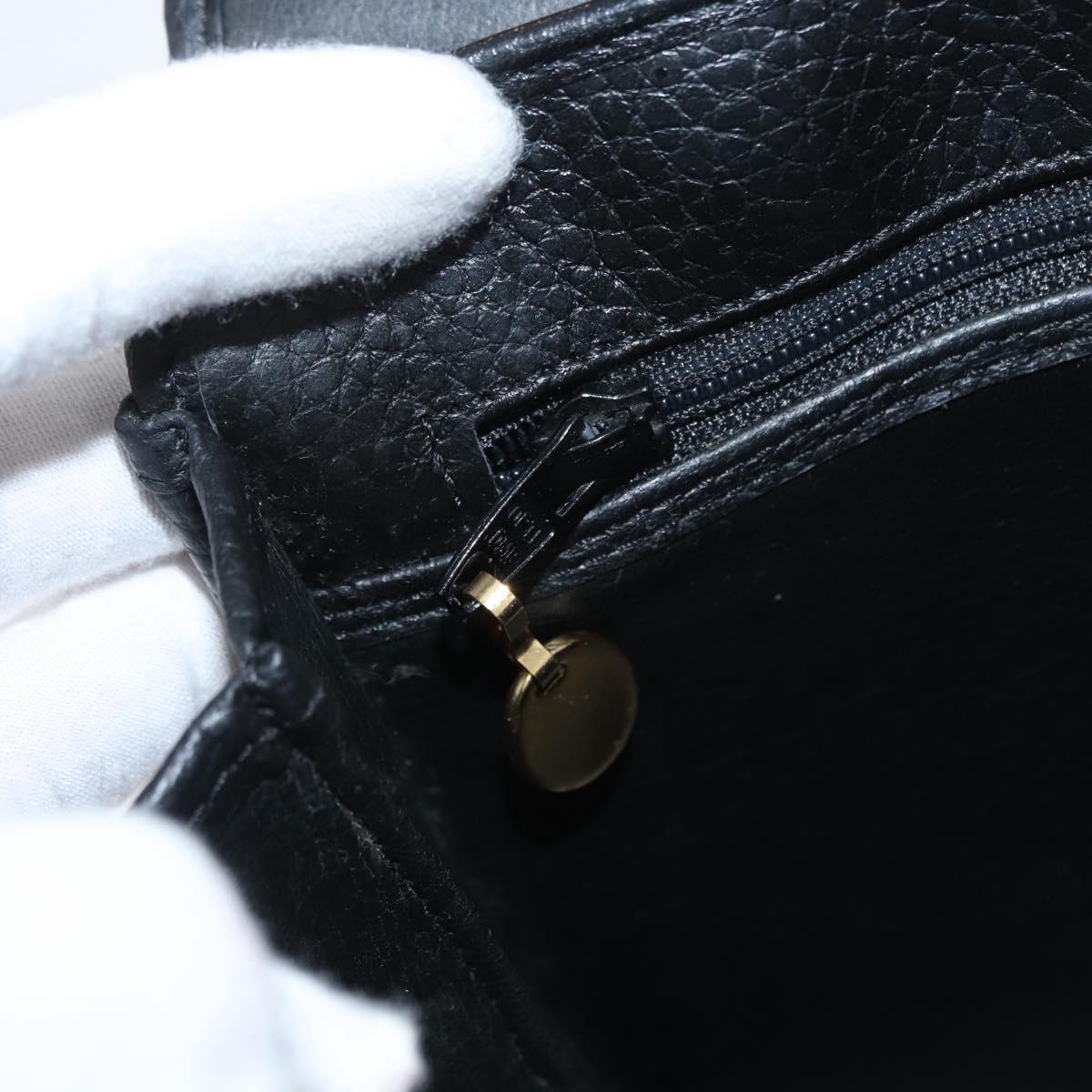 Christian Dior Shoulder Bag Leather Black Gold Auth LNZ994