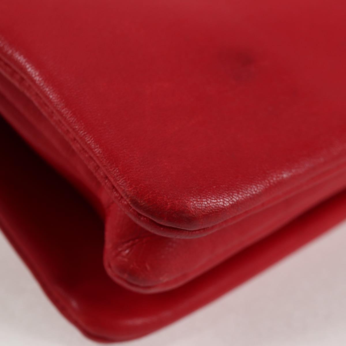 CELINE Trio Shoulder Bag Leather Red Gold Auth mr1004