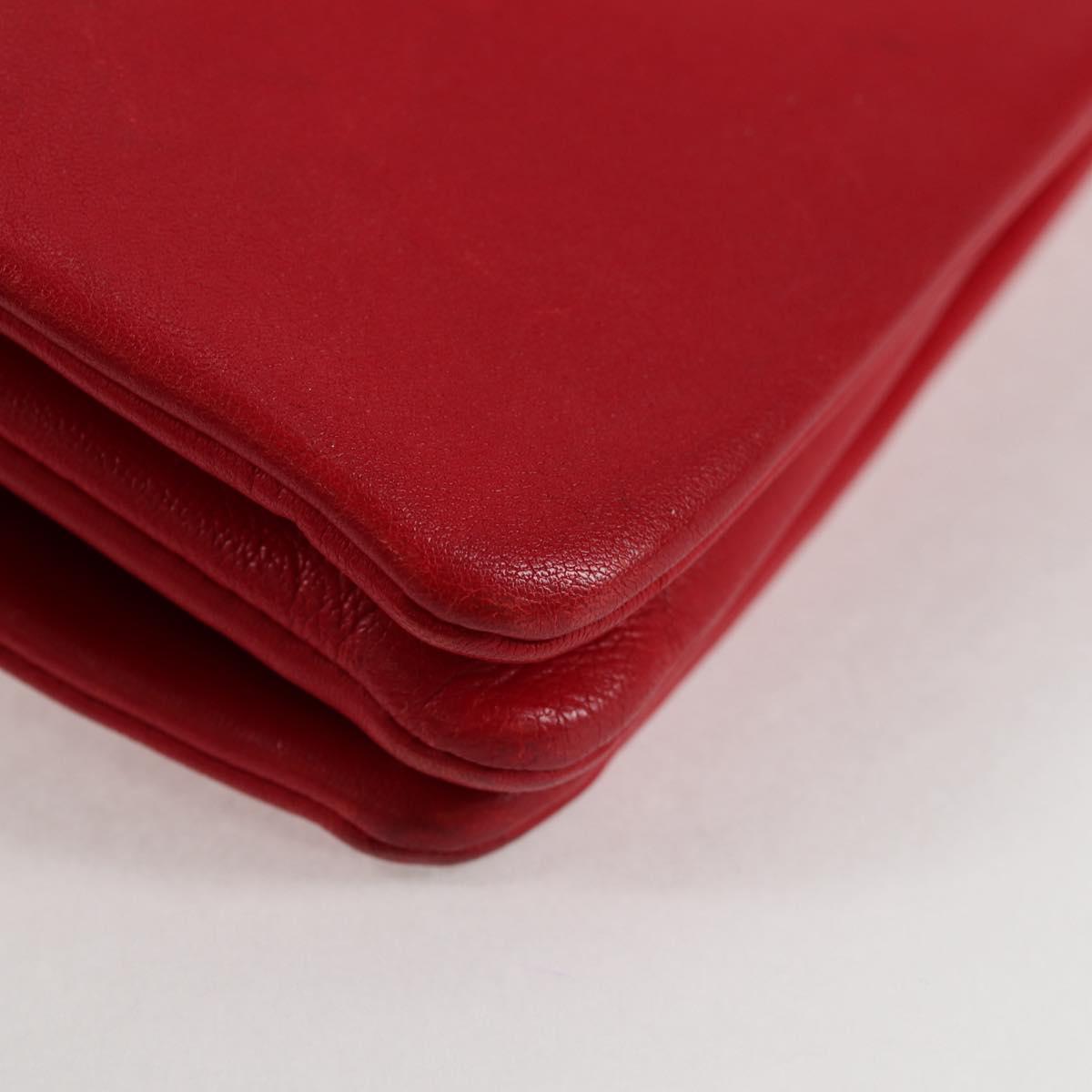 CELINE Trio Shoulder Bag Leather Red Gold Auth mr1004