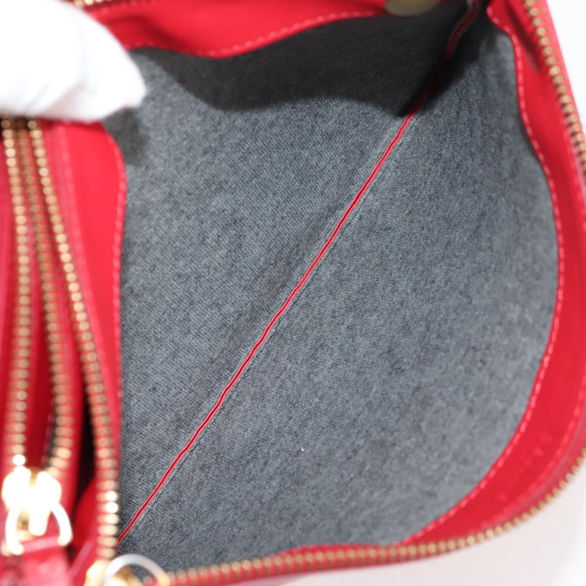 CELINE Trio Shoulder Bag Leather Red Gold Auth mr1004