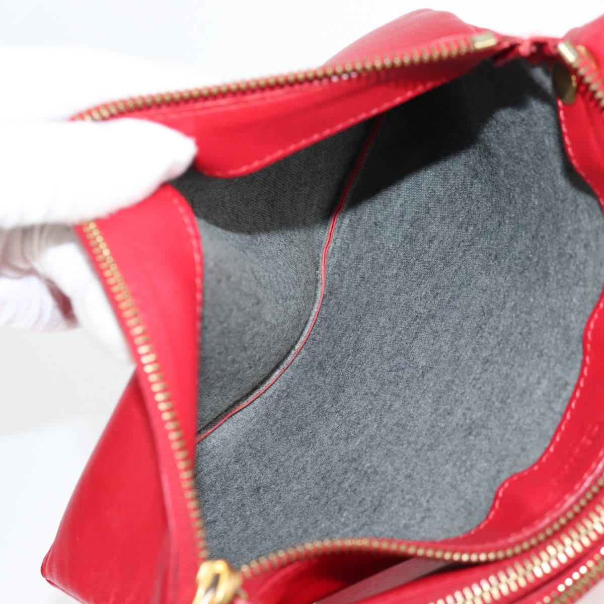 CELINE Trio Shoulder Bag Leather Red Gold Auth mr1004