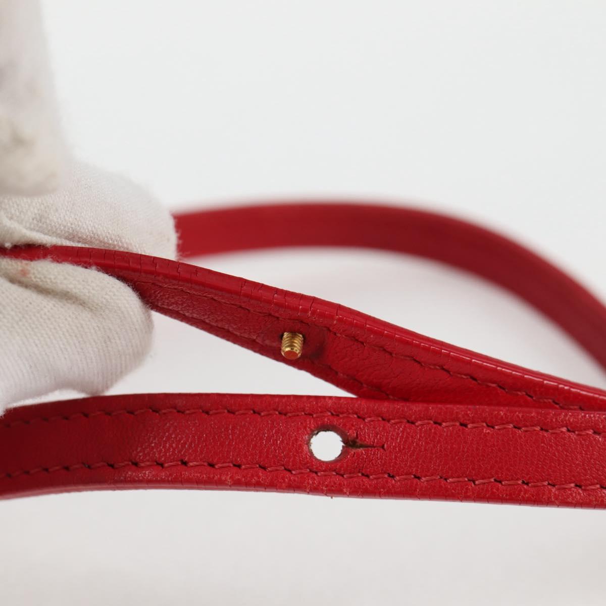 CELINE Trio Shoulder Bag Leather Red Gold Auth mr1004