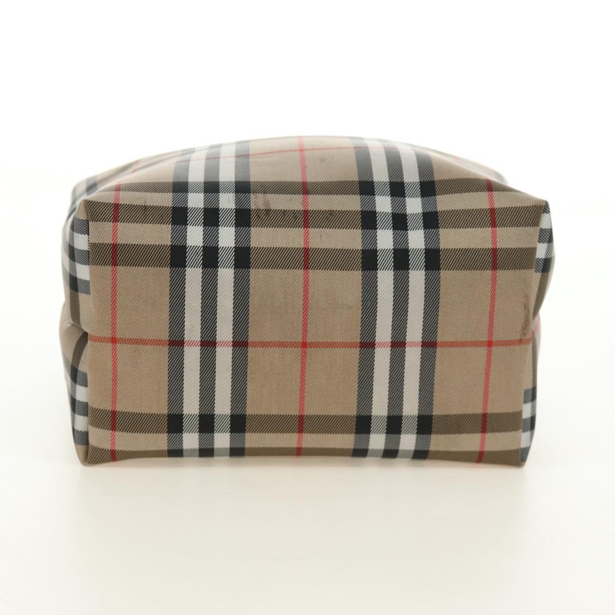 BURBERRY Nova Check Shoulder Bag Nylon Beige Black Silver Auth mr1010