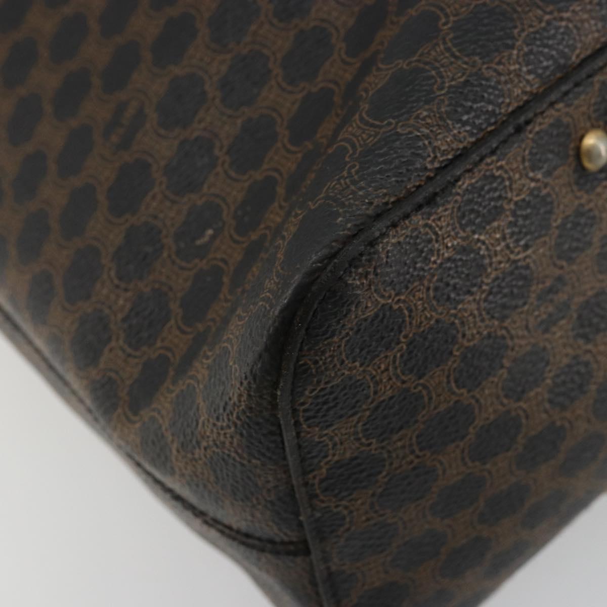 CELINE Macadam Canvas Shoulder Bag PVC Leather Black Gold Auth mr1013