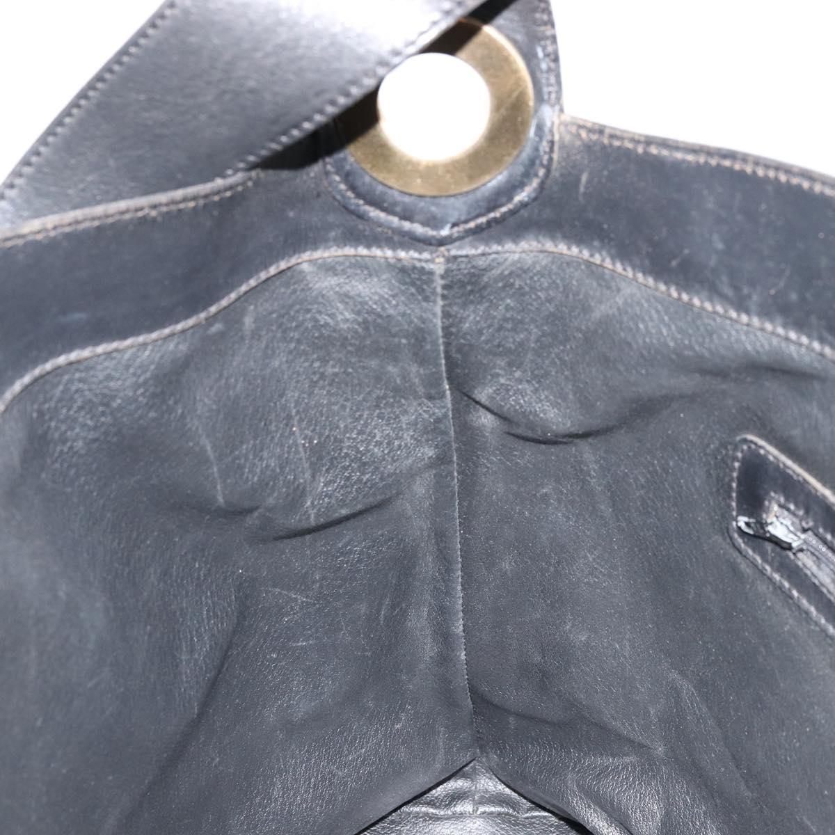 CELINE Macadam Canvas Shoulder Bag PVC Leather Black Gold Auth mr1013