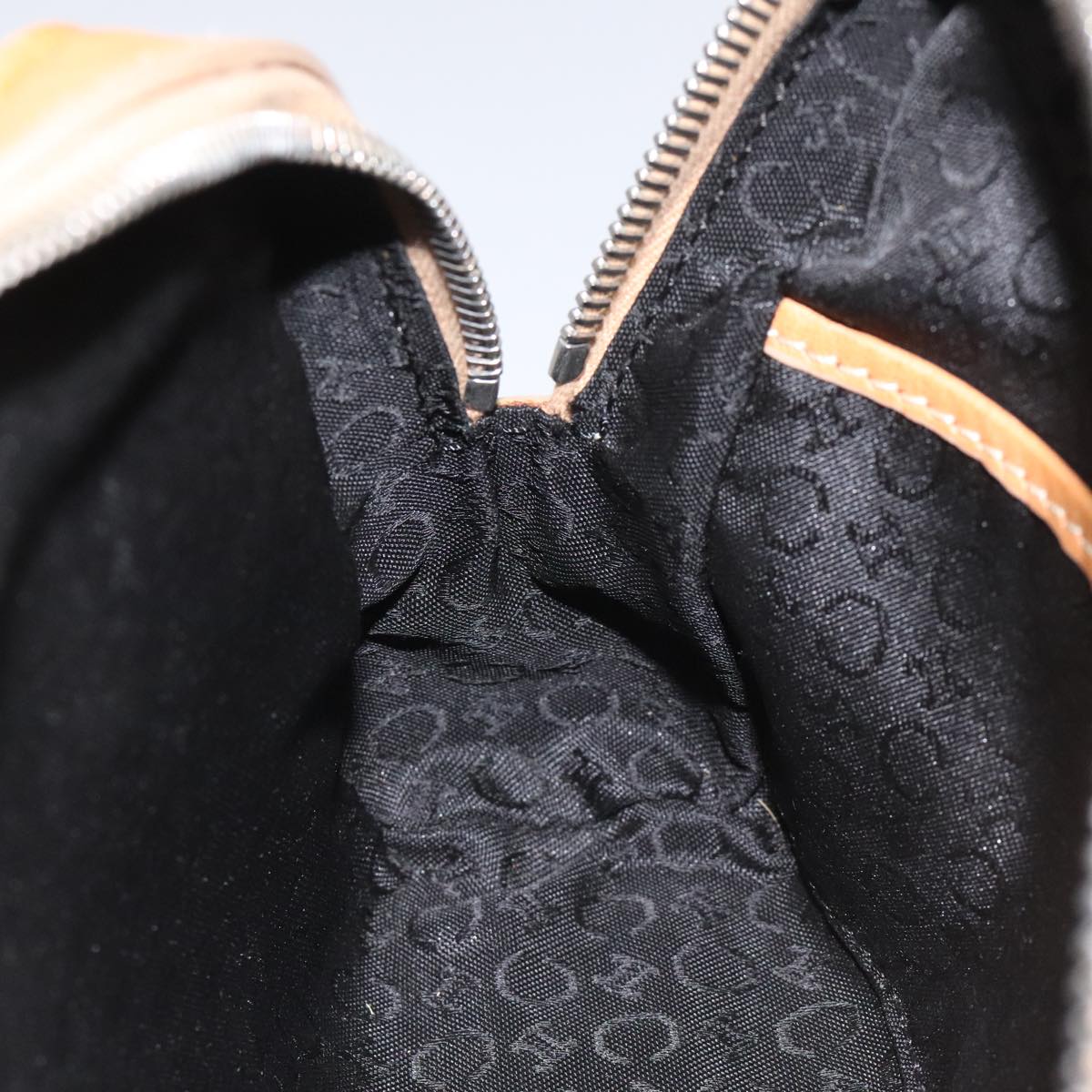 CELINE C Macadam Canvas Hand Bag Suede Leather Black Brown Silver Auth mr1016