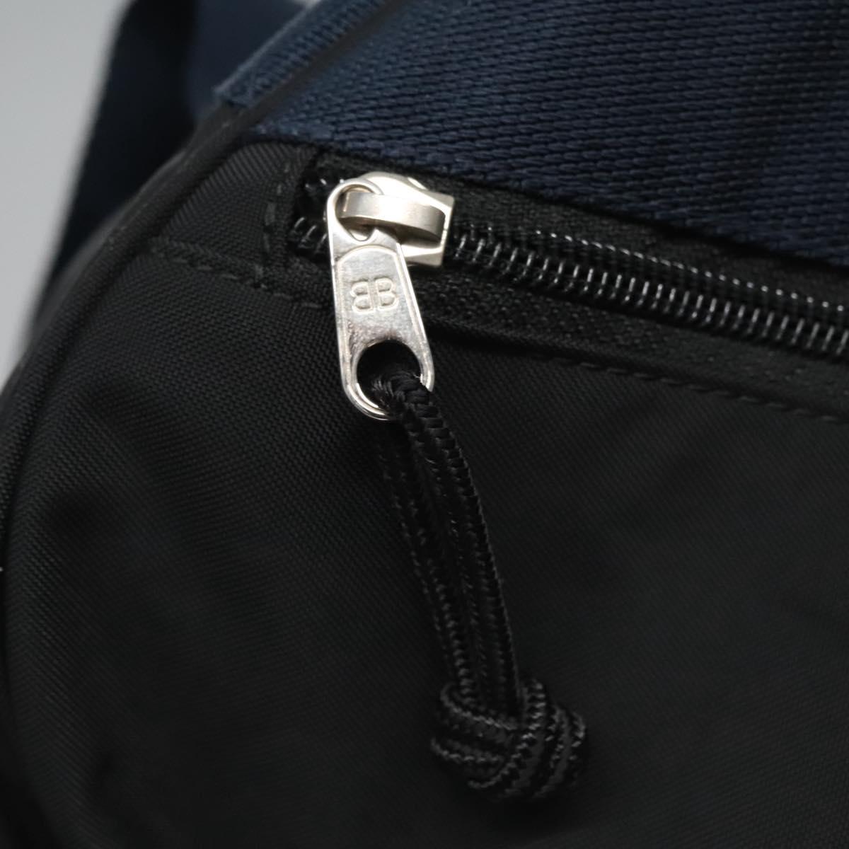 BALENCIAGA Boston Bag Canvas Black Silver Auth mr1018V