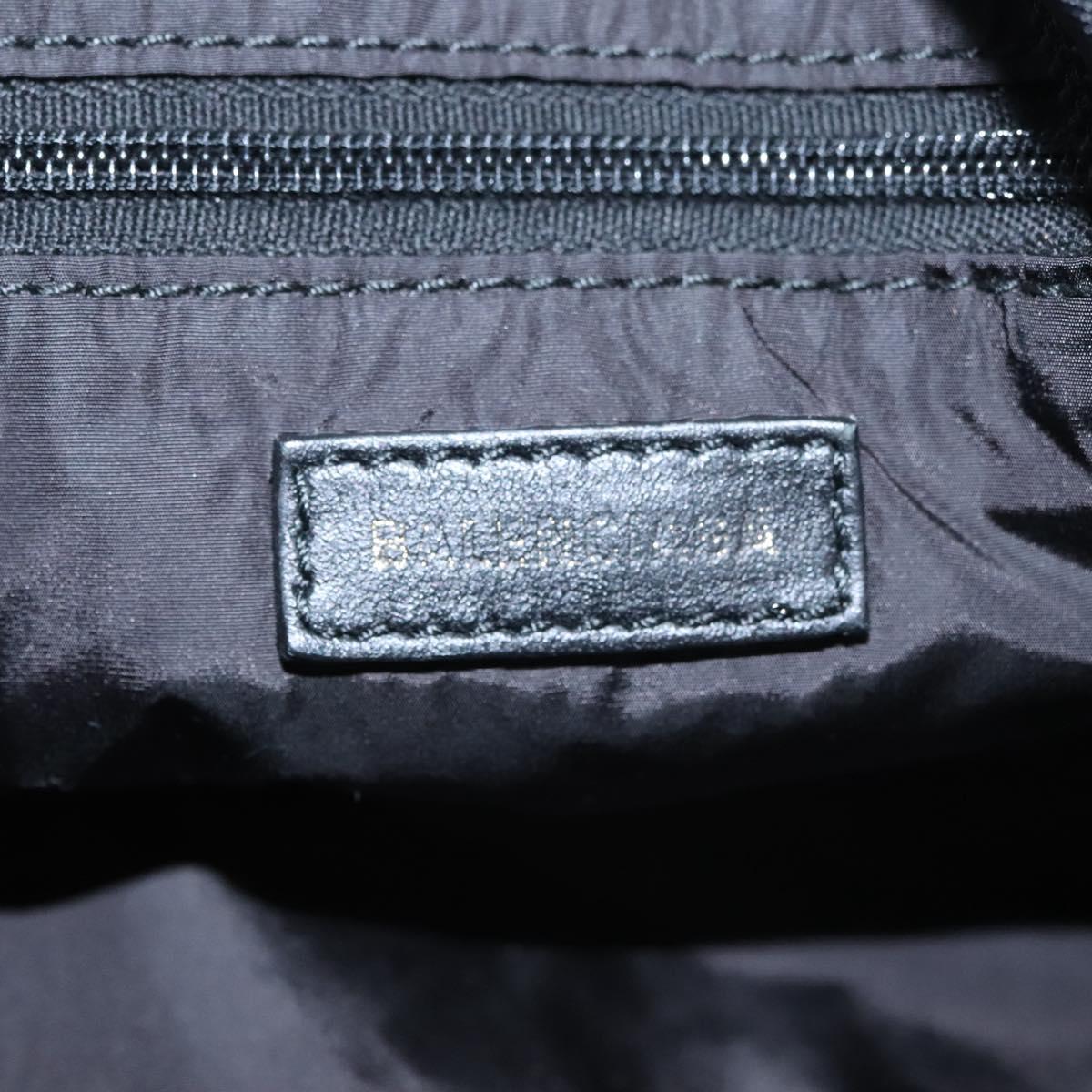 BALENCIAGA Boston Bag Canvas Black Silver Auth mr1018V