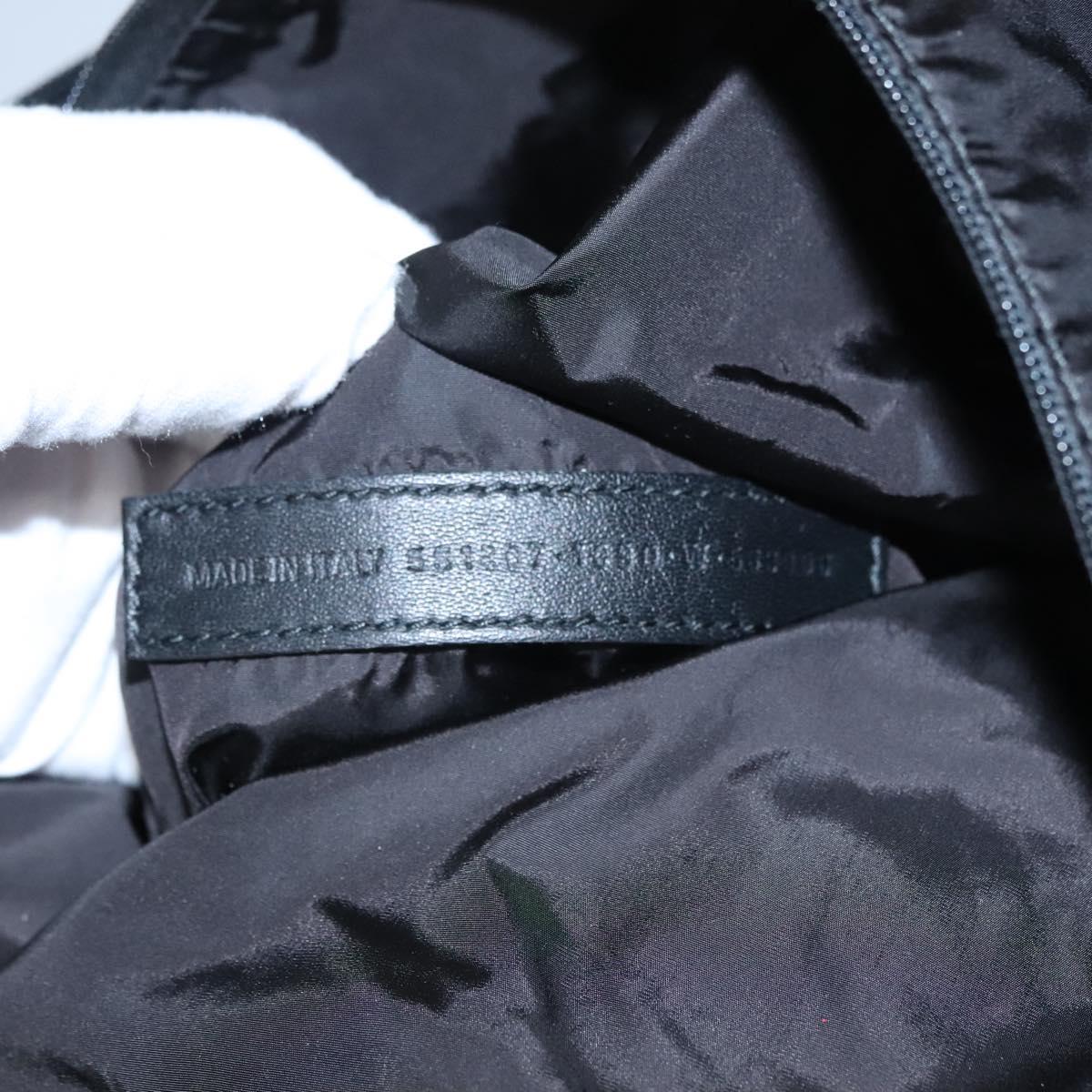 BALENCIAGA Boston Bag Canvas Black Silver Auth mr1018V