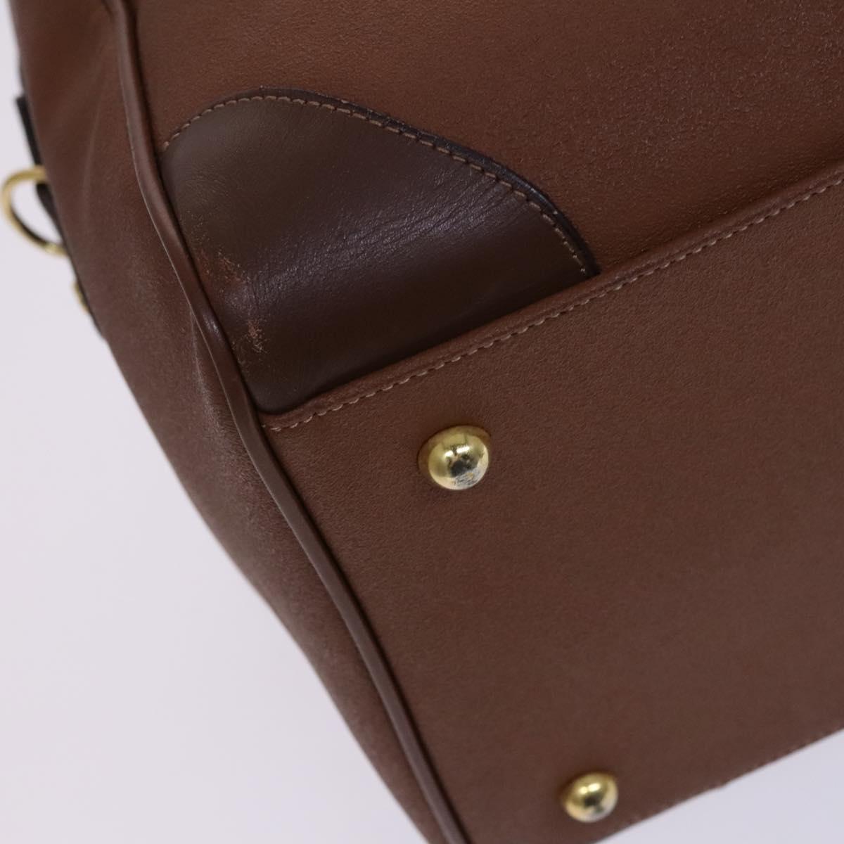 BURBERRY Nova Check Boston Bag Leather 2way Brown Green Auth mr1062