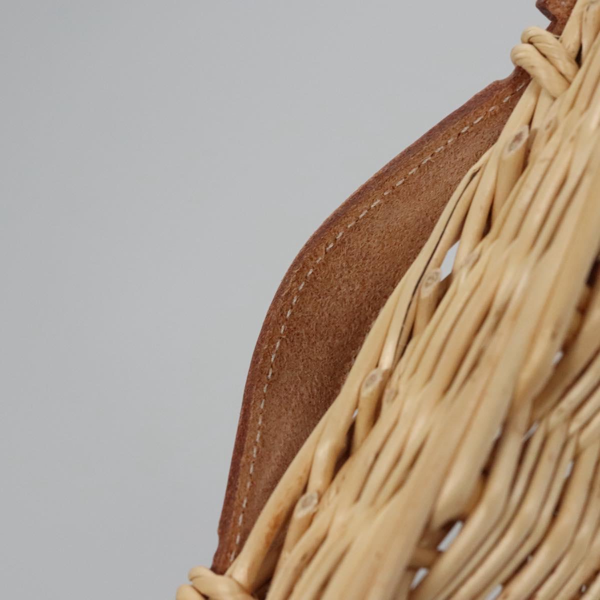 HERMES Wicker Tray Wood Beige Auth mr1065A