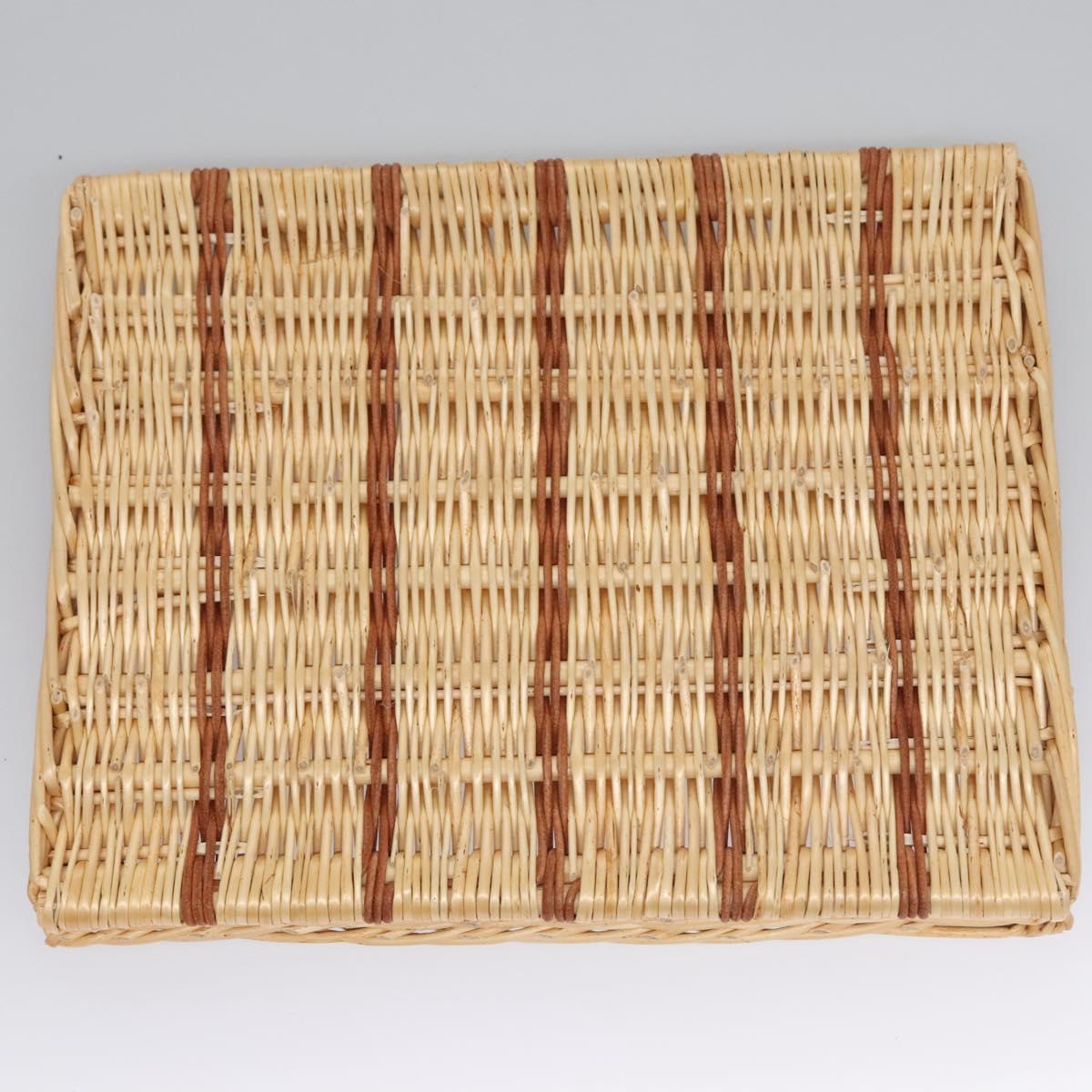 HERMES Wicker Tray Wood Beige Auth mr1065A