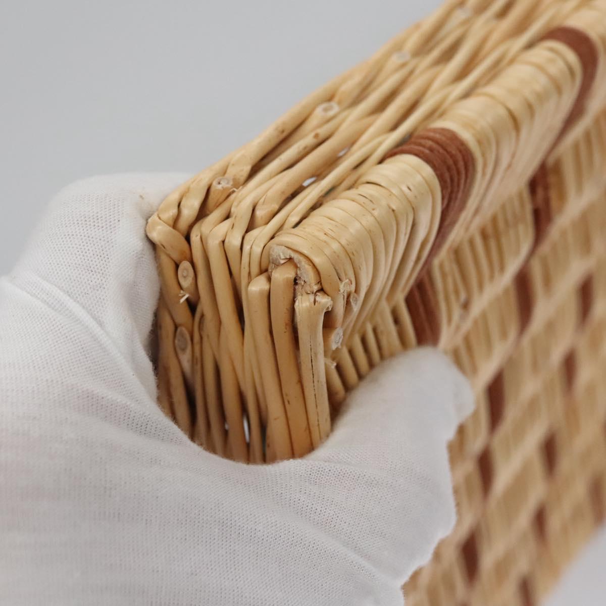 HERMES Wicker Tray Wood Beige Auth mr1065A