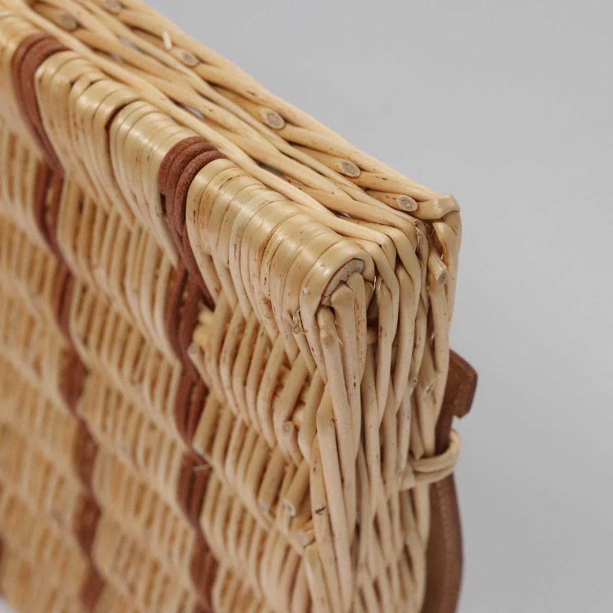 HERMES Wicker Tray Wood Beige Auth mr1065A