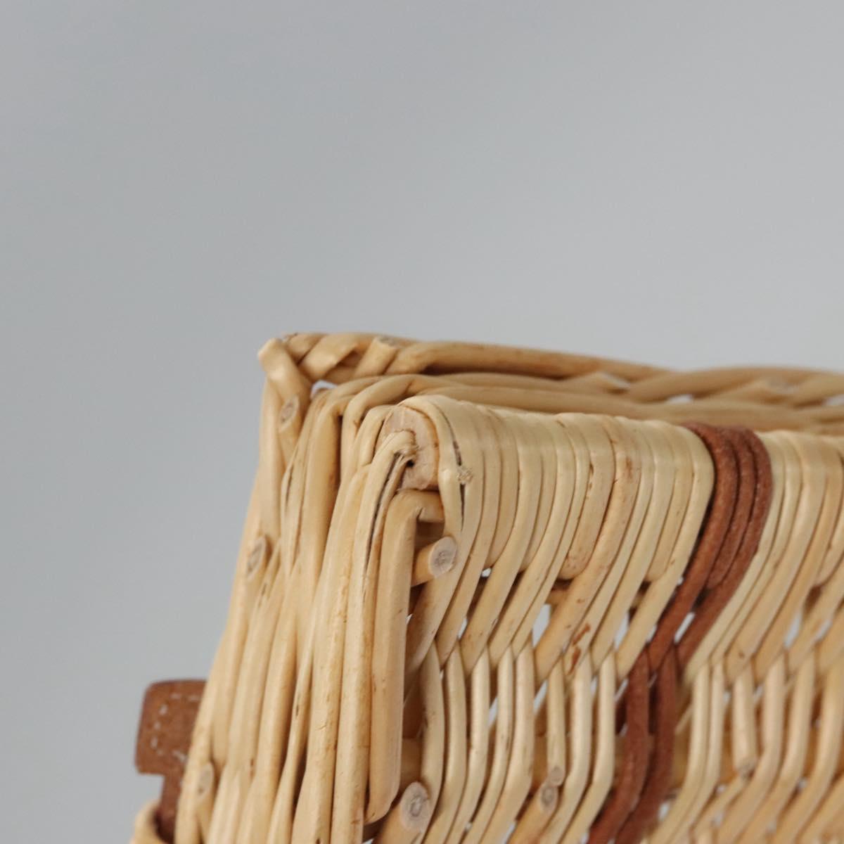 HERMES Wicker Tray Wood Beige Auth mr1065A