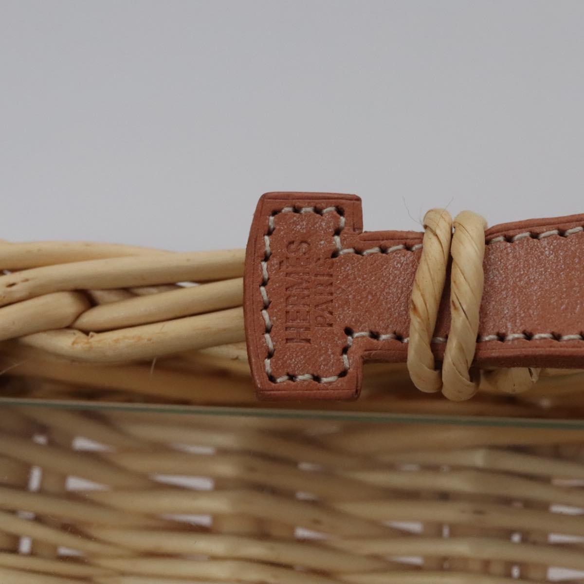 HERMES Wicker Tray Wood Beige Auth mr1065A