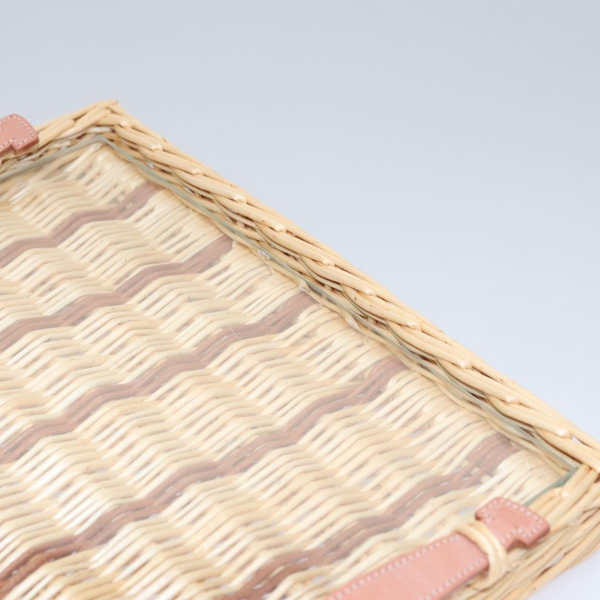 HERMES Wicker Tray Wood Beige Auth mr1065A