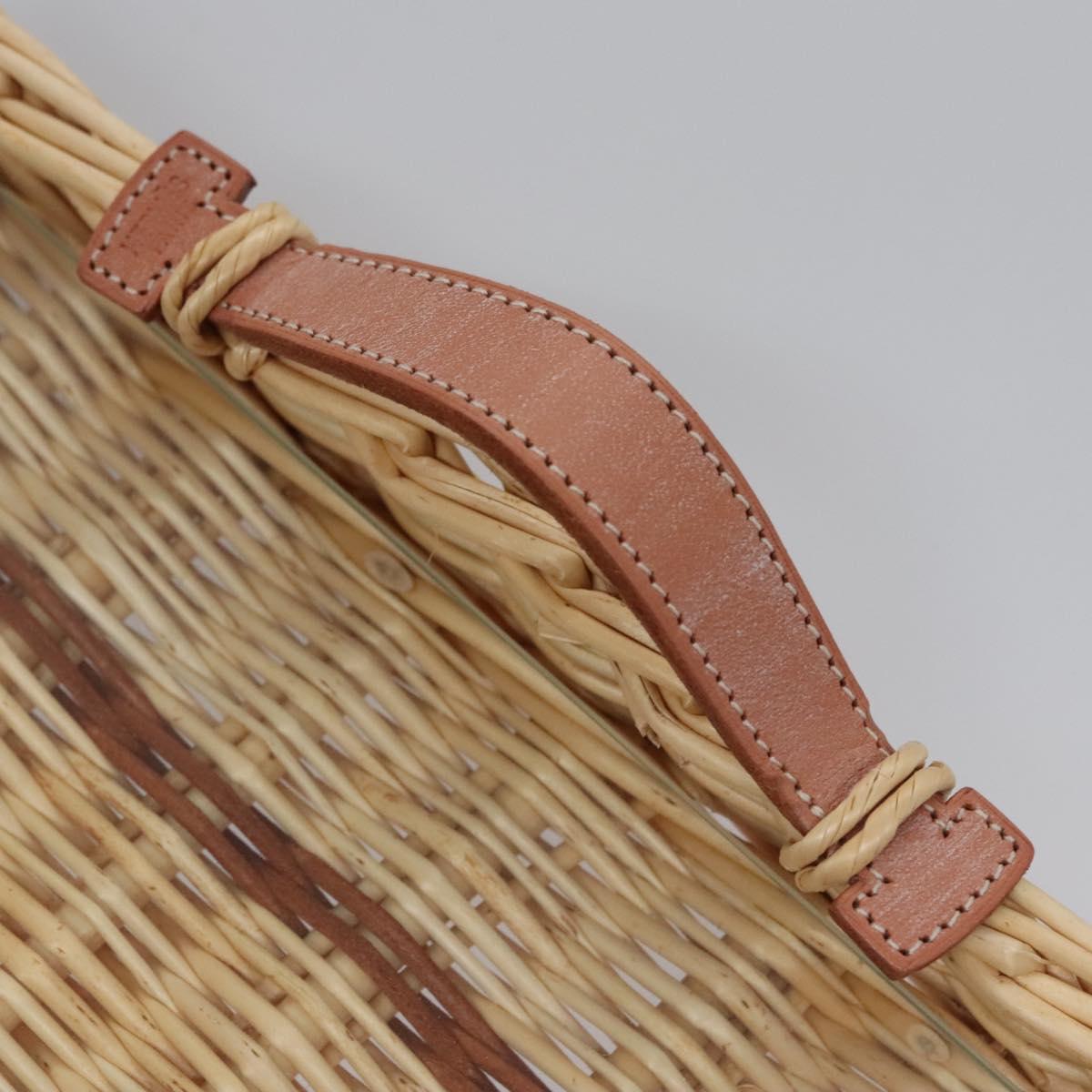 HERMES Wicker Tray Wood Beige Auth mr1065A