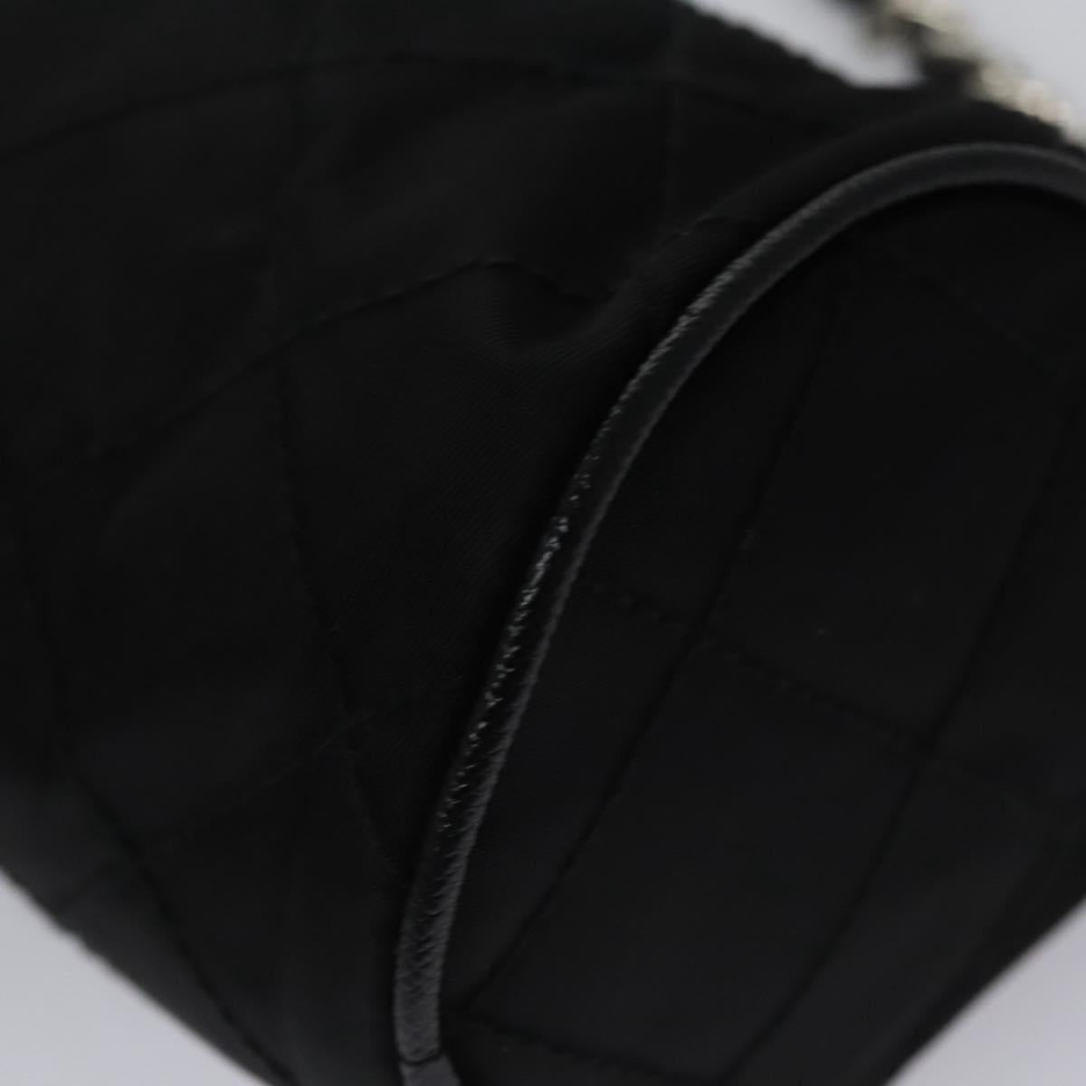 PRADA Chain Hand Bag Nylon Black Silver Auth mr1081V