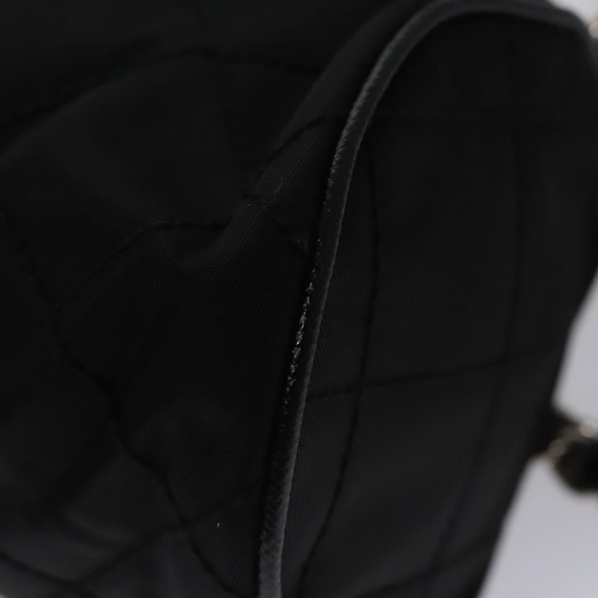 PRADA Chain Hand Bag Nylon Black Silver Auth mr1081V