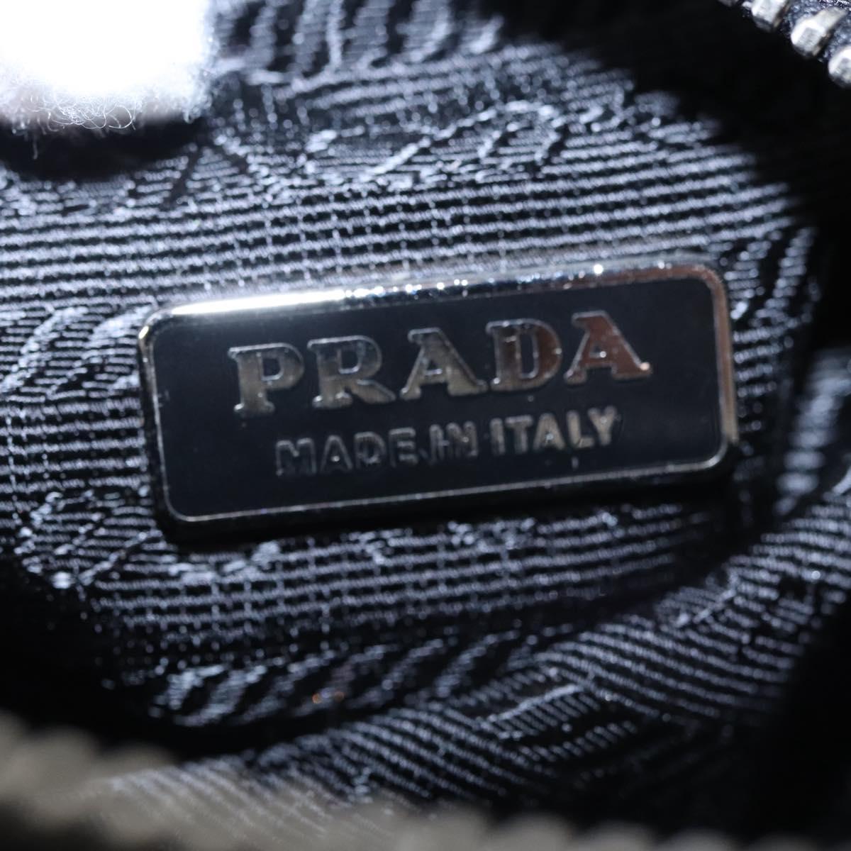 PRADA Chain Hand Bag Nylon Black Silver Auth mr1081V