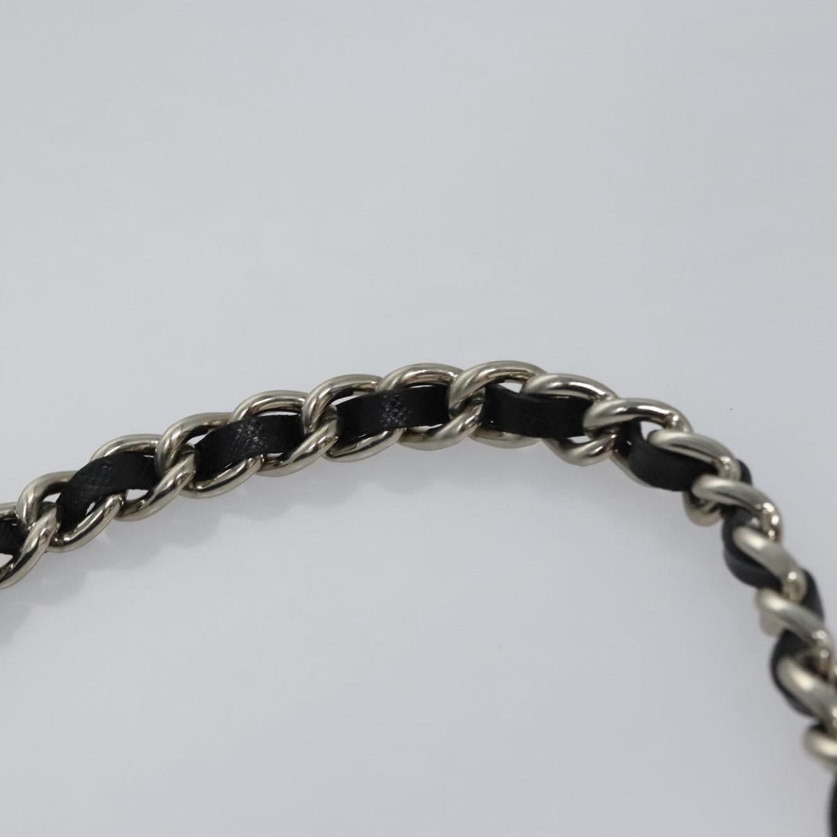 PRADA Chain Hand Bag Nylon Black Silver Auth mr1081V