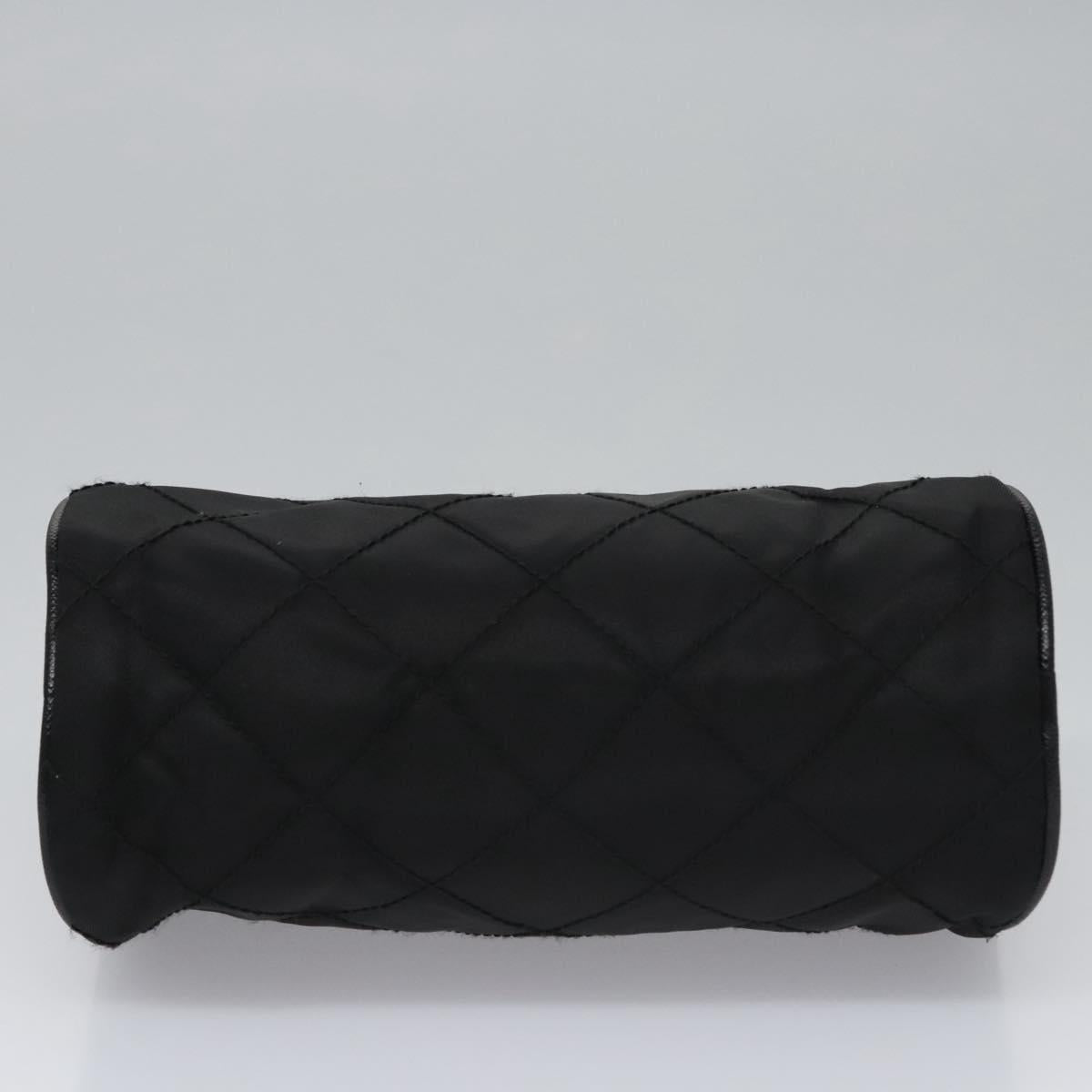 PRADA Chain Hand Bag Nylon Black Silver Auth mr1081V