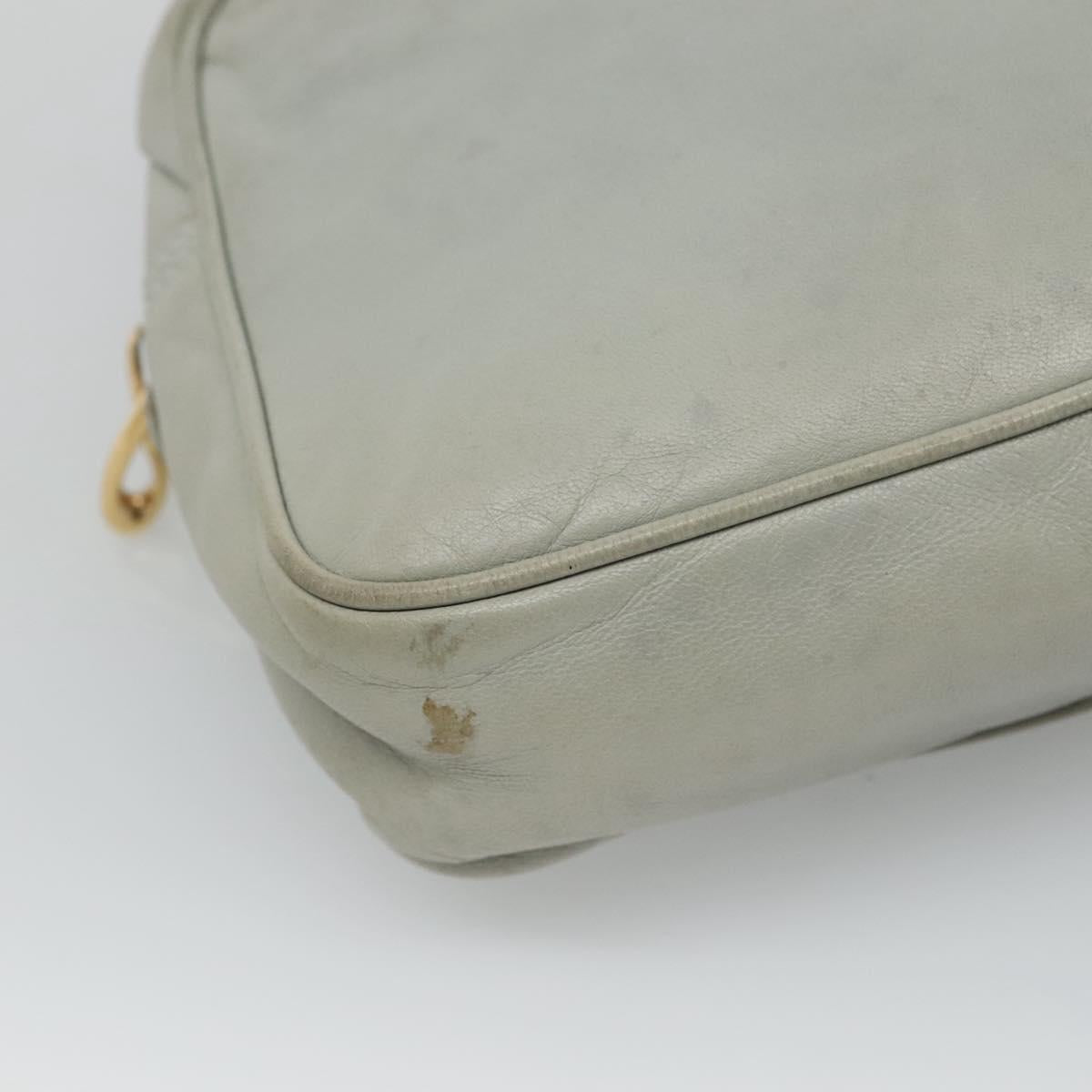 LOEWE Anagram Chain Shoulder Bag Leather Gray Gold Auth mr1092