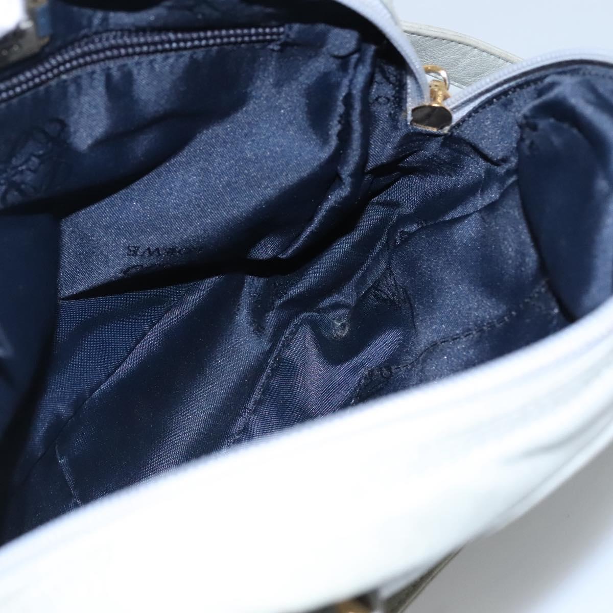 LOEWE Anagram Chain Shoulder Bag Leather Gray Gold Auth mr1092