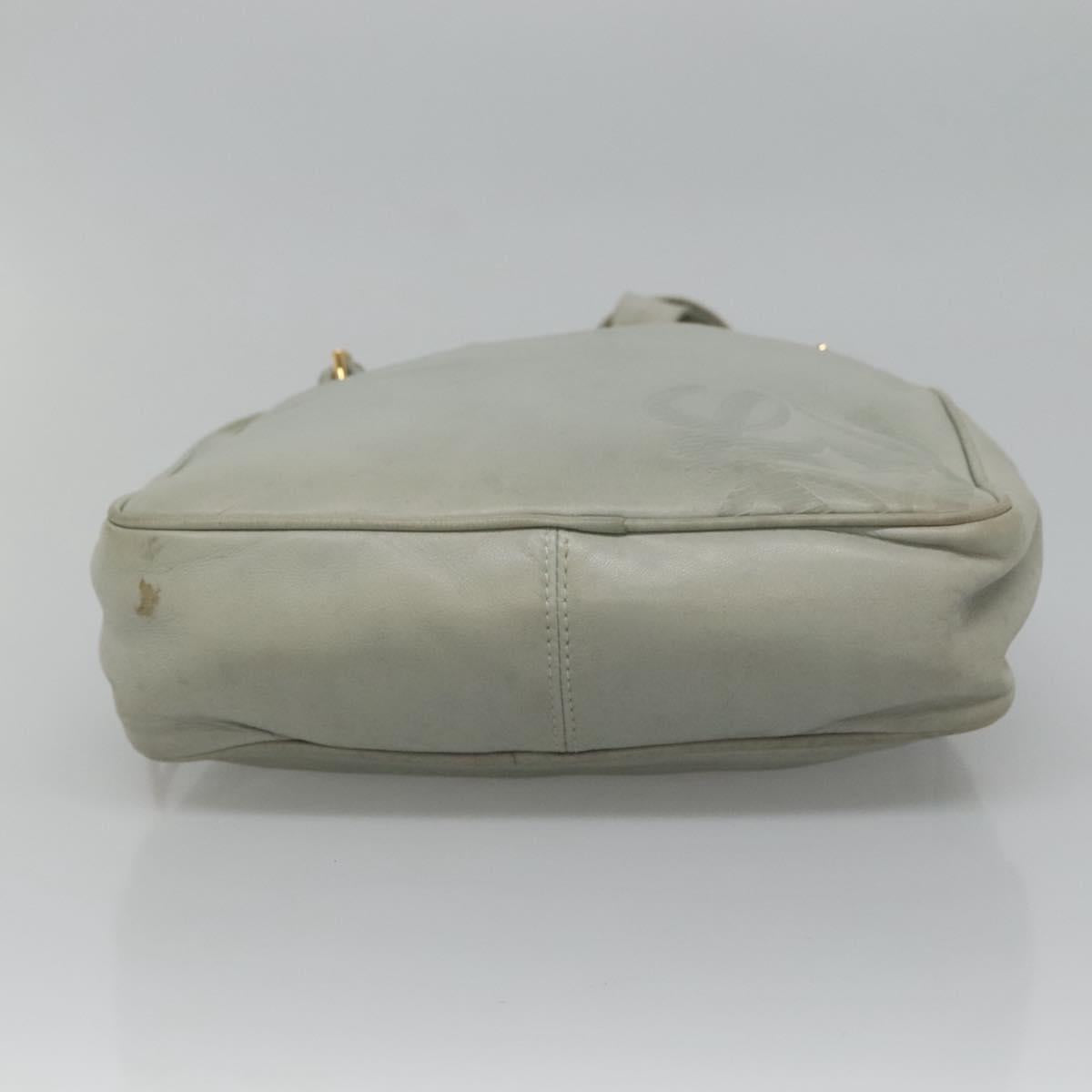 LOEWE Anagram Chain Shoulder Bag Leather Gray Gold Auth mr1092