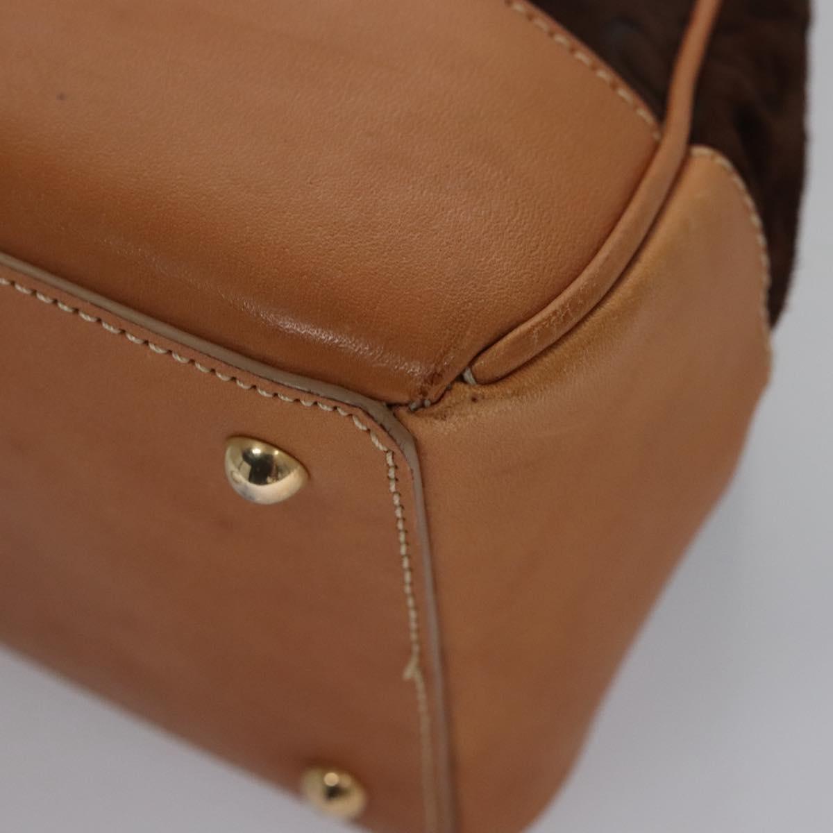 CELINE C Macadam Canvas Hand Bag Brown Gold Auth mr1094