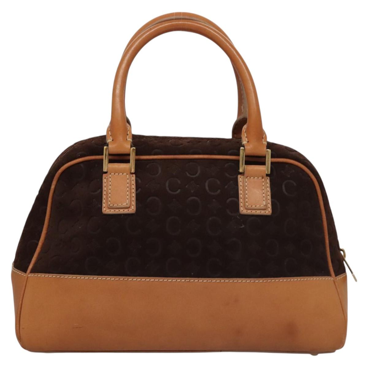 CELINE C Macadam Canvas Hand Bag Brown Gold Auth mr1094